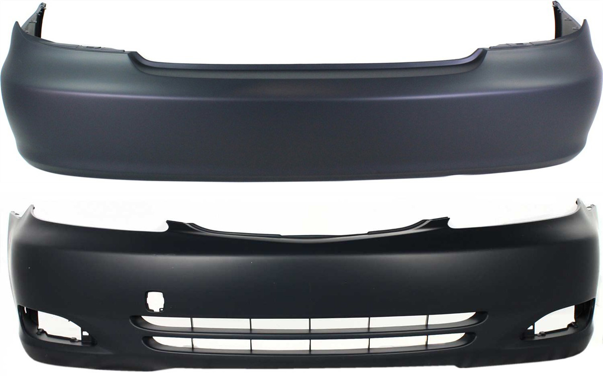AM CAMRY 02-04 FRONT AND REAR BUMPER COVER Primed Japan Built Vehicle SKU SET T010313P 2 Partslink TO1000232 TO1100204 OEM 5211933924-5215933912