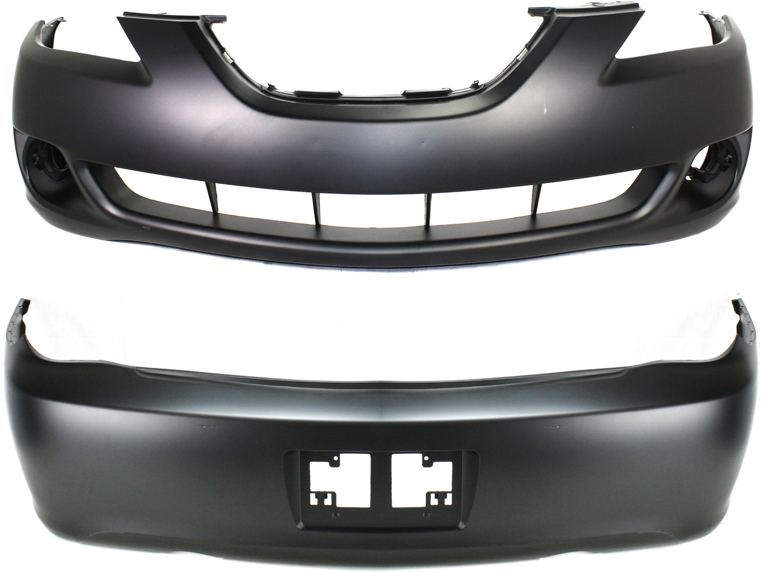 AM SOLARA 04-06 FRONT AND REAR BUMPER COVER Set of 2 Primed SKU SET T010342P 2 Partslink TO1100227 TO1000273 OEM 52159AA904-52119AA907