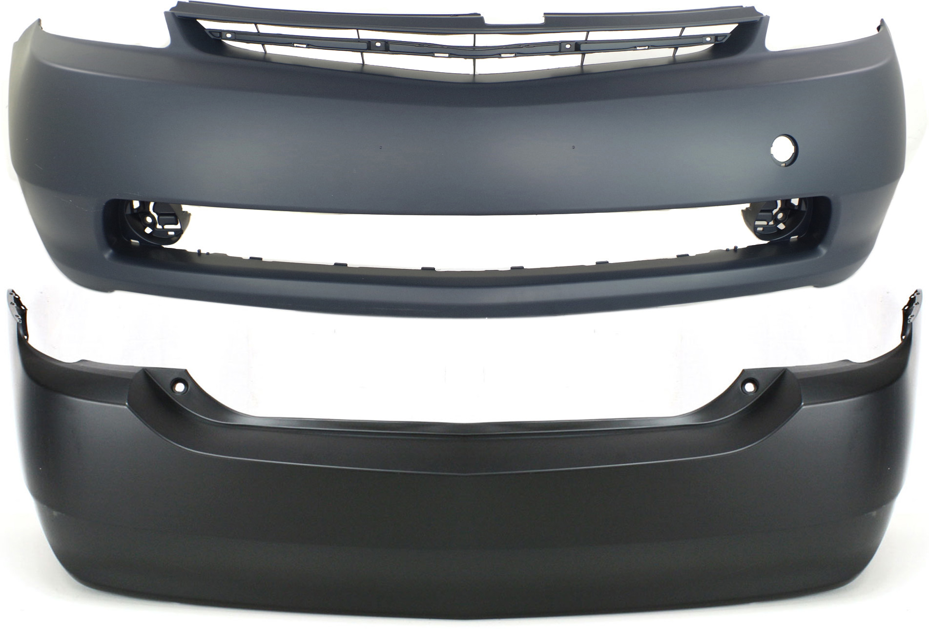AM PRIUS 04-09 FRONT AND REAR BUMPER COVER Primed SKU SET T010343P 2 Partslink TO1100239 TO1000274 OEM 5215947903-5211947903