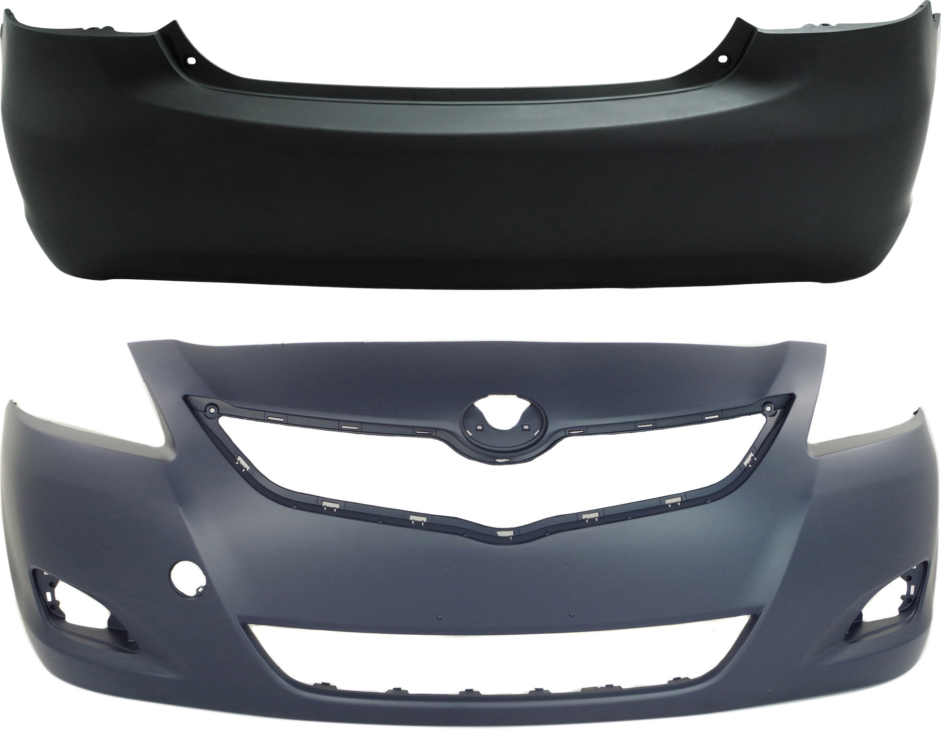 AM YARIS 07-12 FRONT AND REAR BUMPER COVER SKU SET T010355P 2 Partslink TO1000321 TO1100249 OEM 5211952934-5215952929