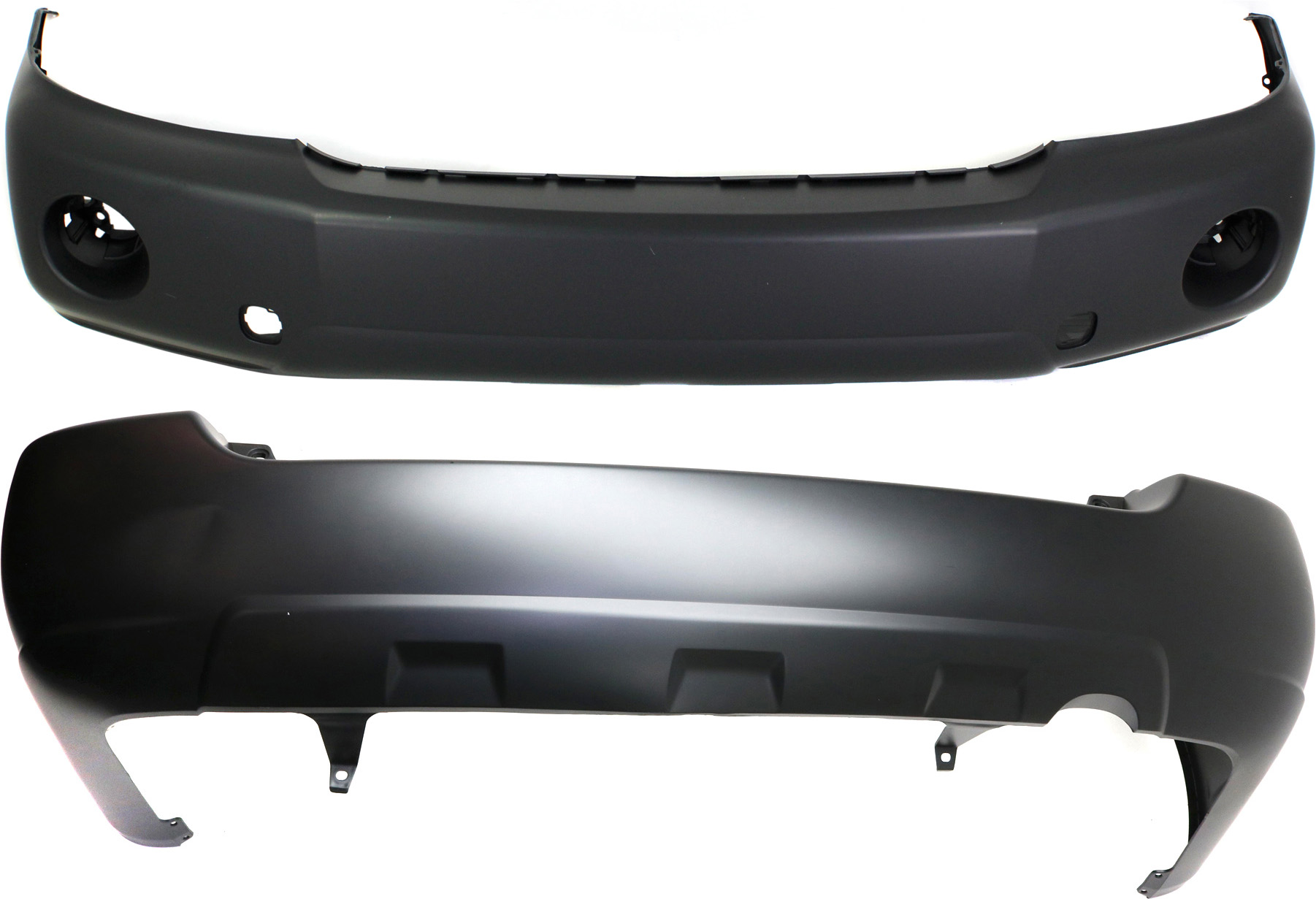 AM HIGHLANDER 04-07 FRONT AND REAR BUMPER COVER Primed CAPA SKU SET T010359Q 2 Partslink TO1000278C TO1100231C OEM 5211948917-5215948904