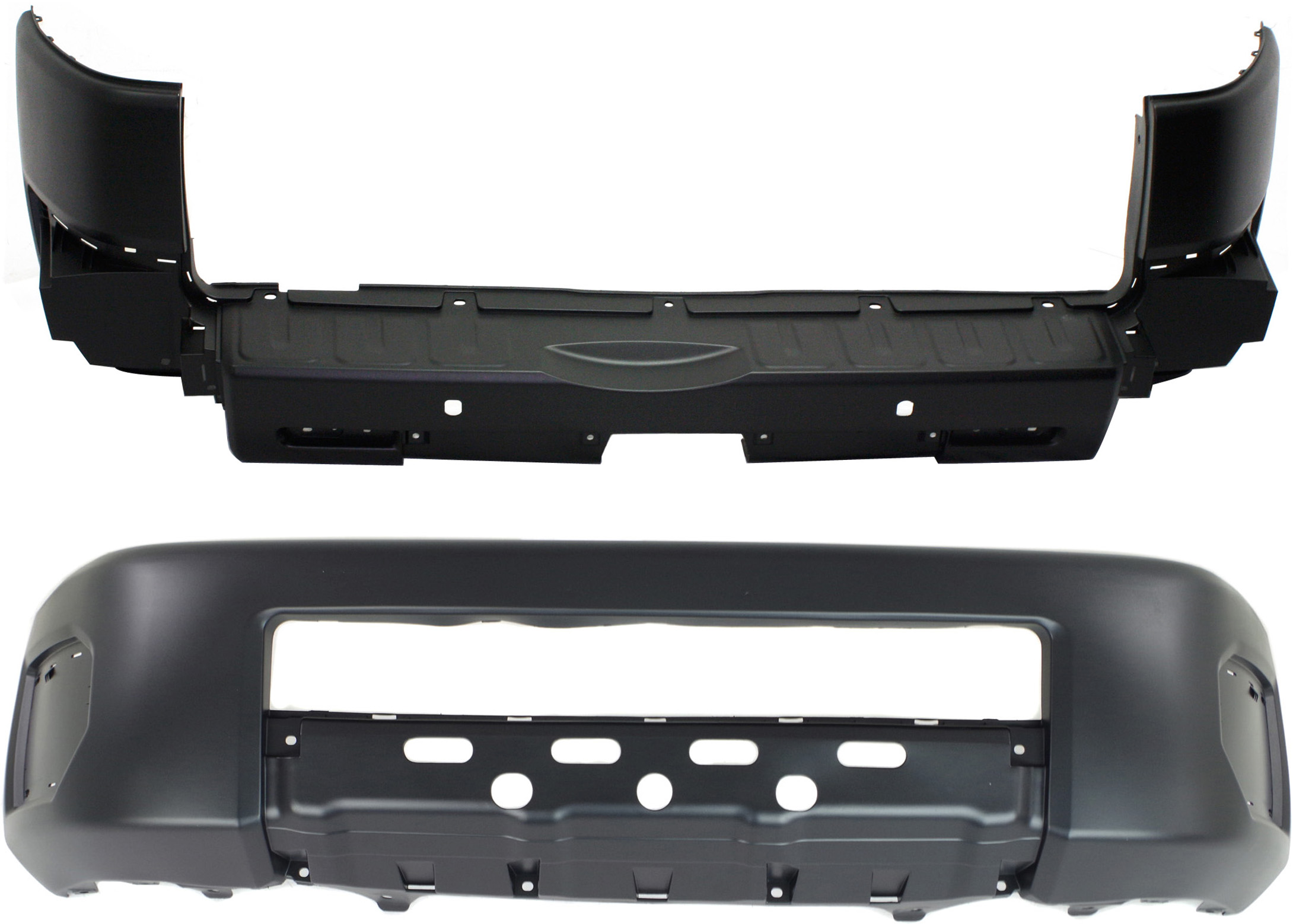 AM FJ CRUISER 07-10 FRONT AND REAR BUMPER COVER Textured SKU SET T010361-2 Partslink TO1000322 TO1100250 OEM 5211935071-5215935220