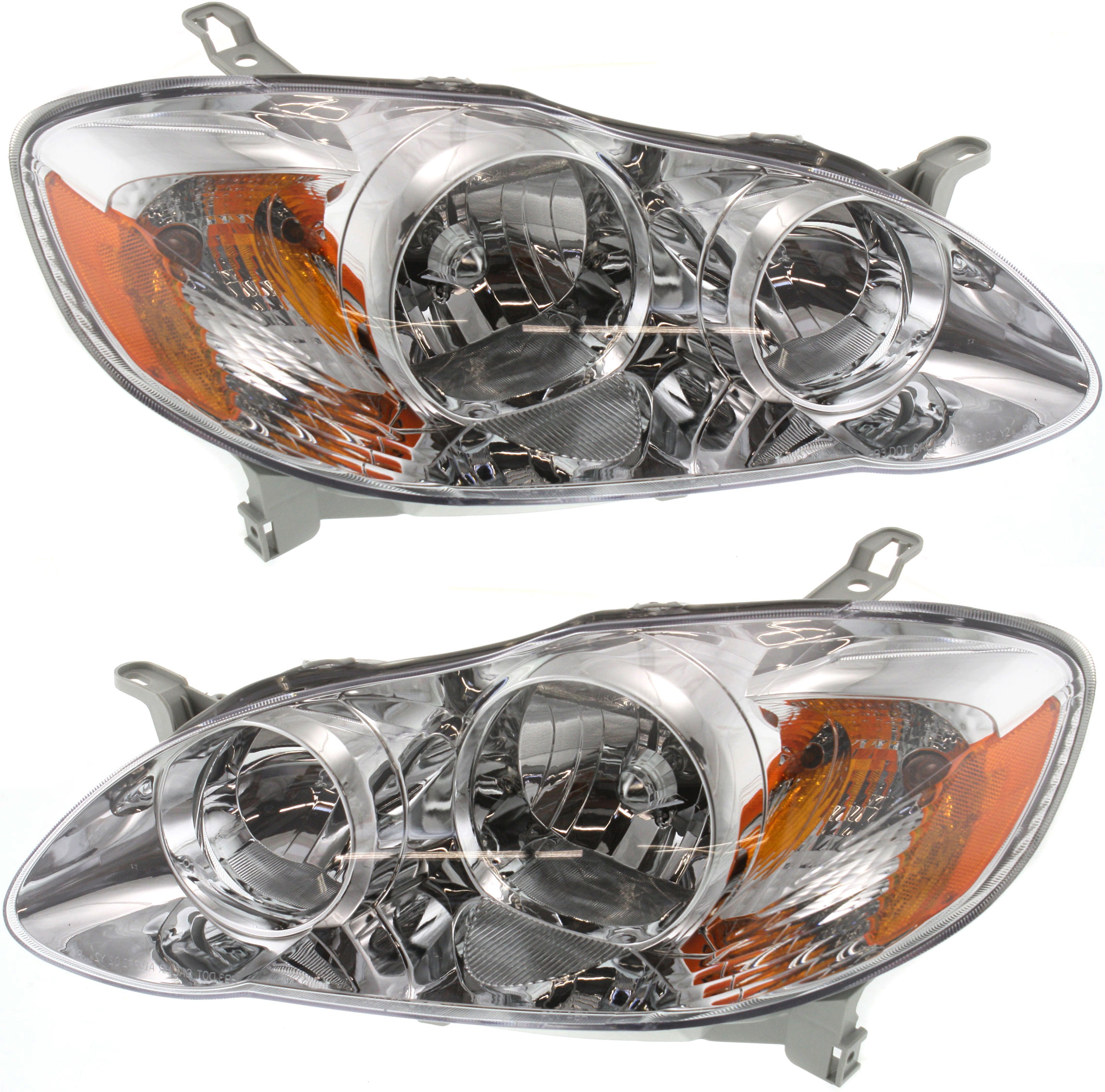 AM COROLLA 05-08 HEAD LAMP RH AND LH Assembly Halogen CE LE Models Chrome Interior USA Built Vehicle CAPA SKU SET T100127Q Partslink TO2503160C TO2502160C OEM 8111002360-8115002350