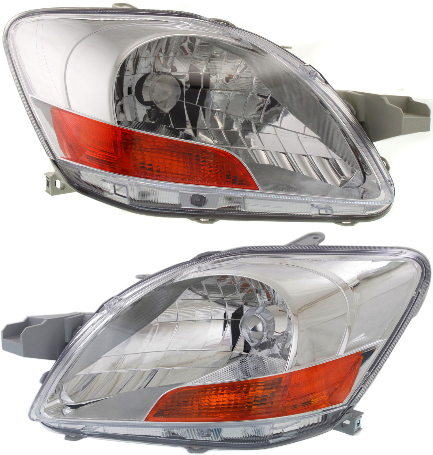 AM YARIS 07-11 HEAD LAMP RH AND LH Lens and Housing w o Sport Package Base Model Sedan SKU SET T100165 Partslink TO2518108 TO2519108 OEM 8117052740-8113052750