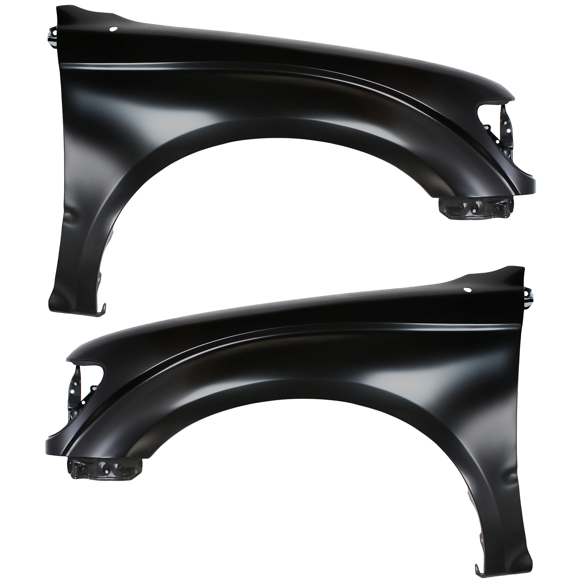 AM TACOMA 01-04 FRONT FENDER RH AND LH Primed Stepside w o Fender Flare Holes SKU SET T220109 Partslink TO1240180 TO1241180 OEM 5380104050-5380204070