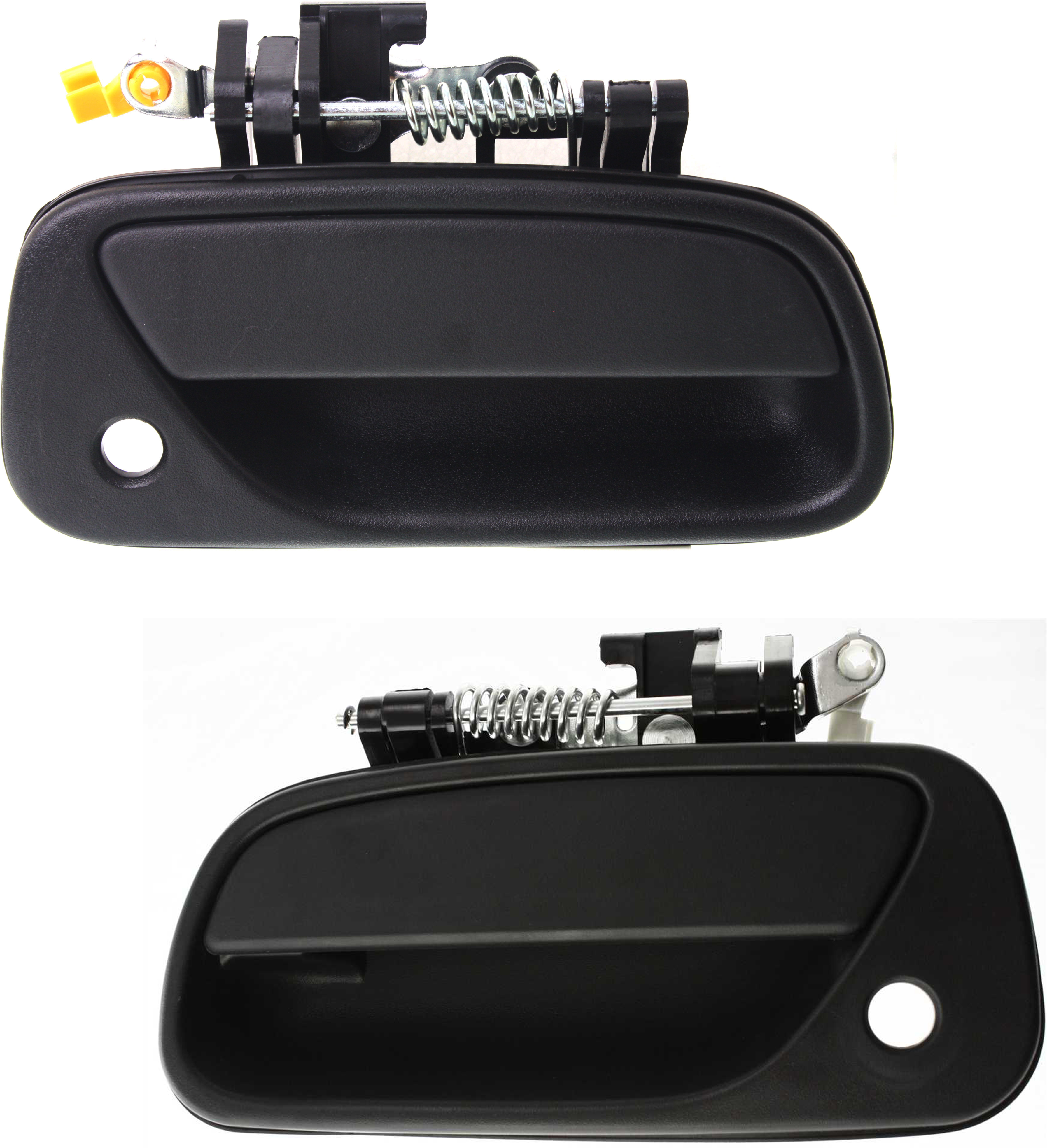 AM T100-94-95 FRONT DOOR HANDLE RH and LH Included Outside Plastic Textured Black With Keyhole SKU SET T462116 Partslink TO1311115 TO1310115 OEM 6921034010-6922034010