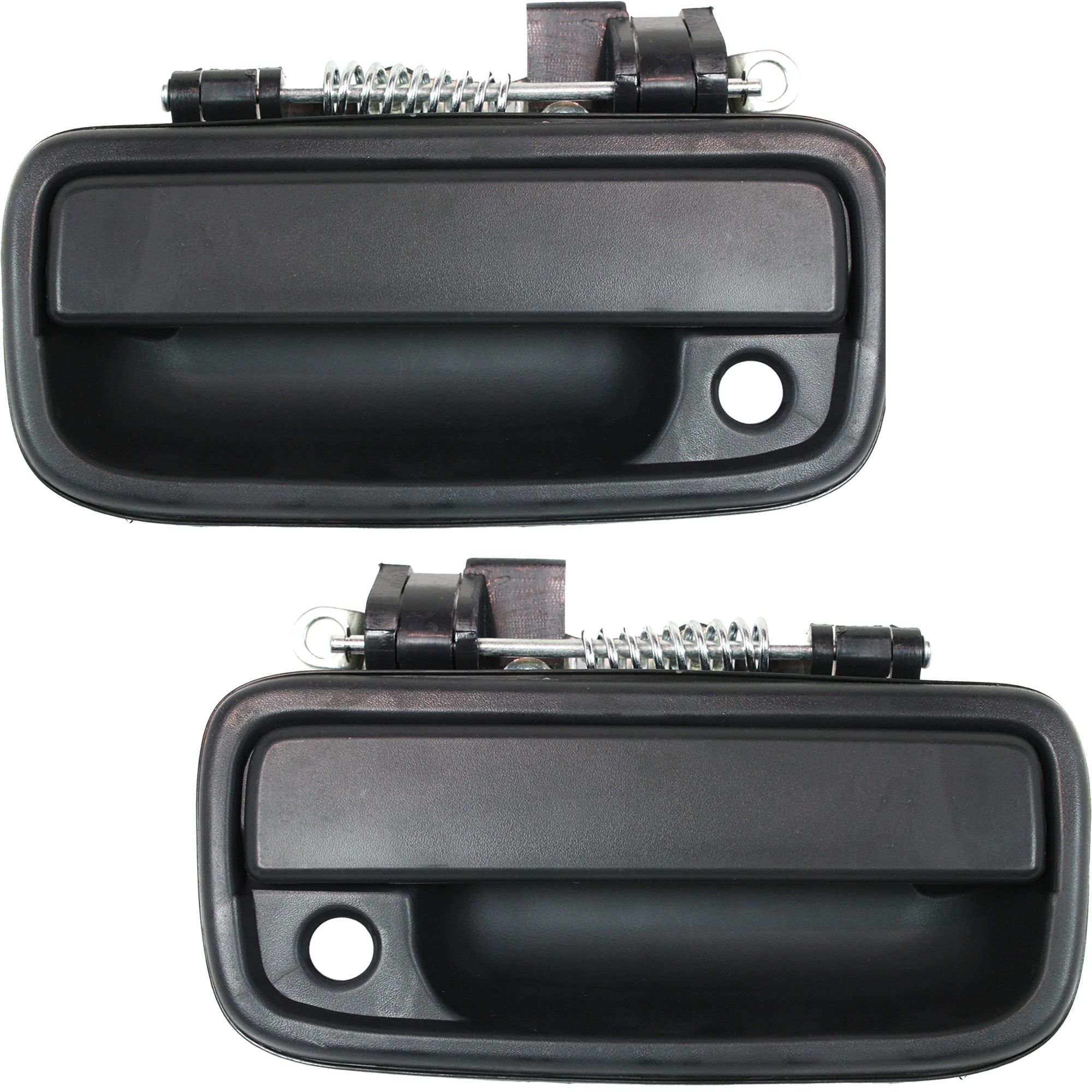 AM TACOMA 95-04 FRONT DOOR HANDLE RH and LH Outside Textured Black w Keyhole SKU SET T462135 Partslink TO1311117 TO1310117 OEM 6921035020-6922035020