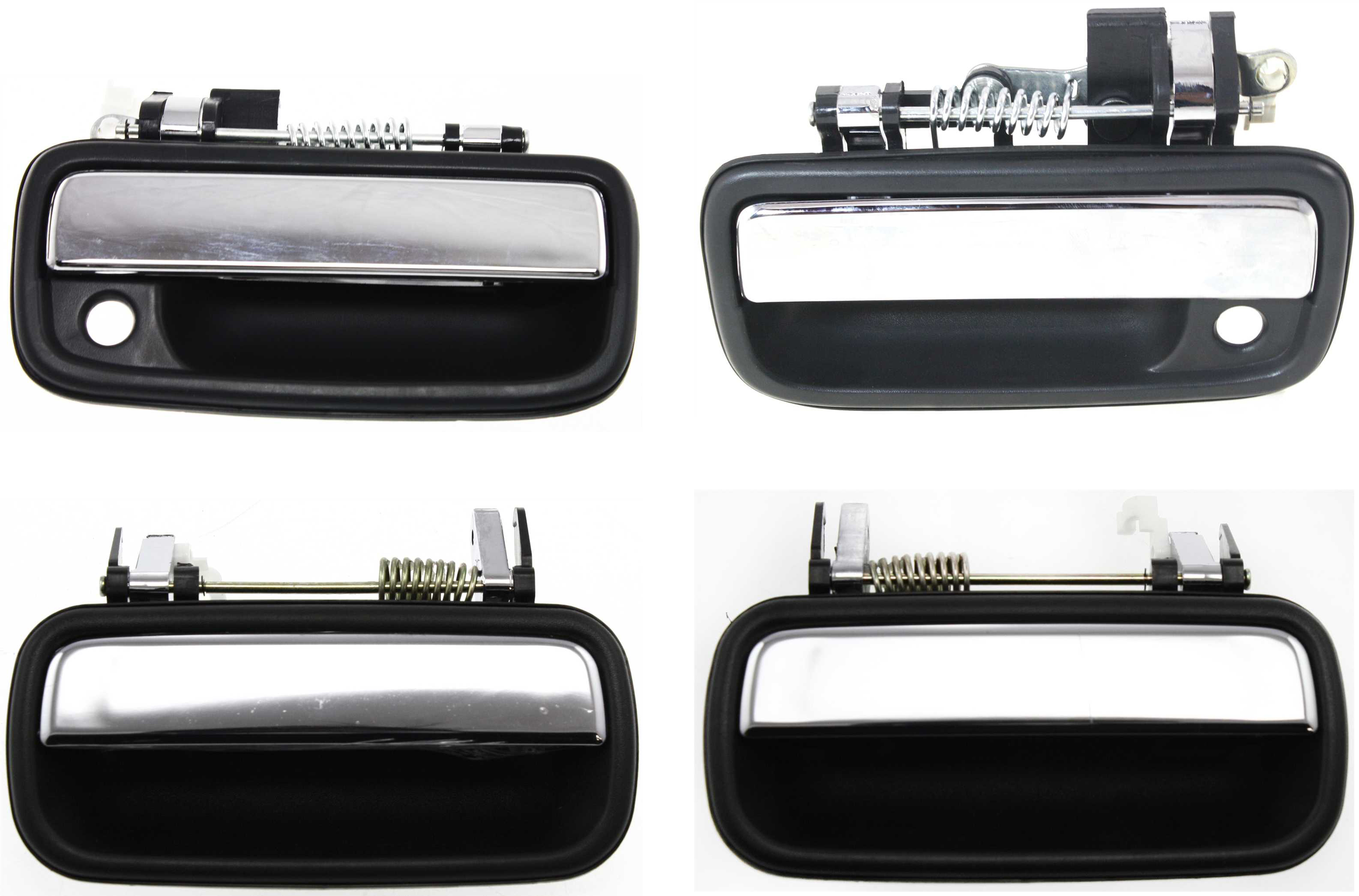 AM TACOMA 95-04 FRONT AND REAR DOOR HANDLE RH AND LH Set of 4 Outside Textured Black+Chrome Lever SKU SET T462137-4 Partslink TO1311123 TO1310123 TO1521112 TO1520112 OEM 6921035030-6922035030-69230350