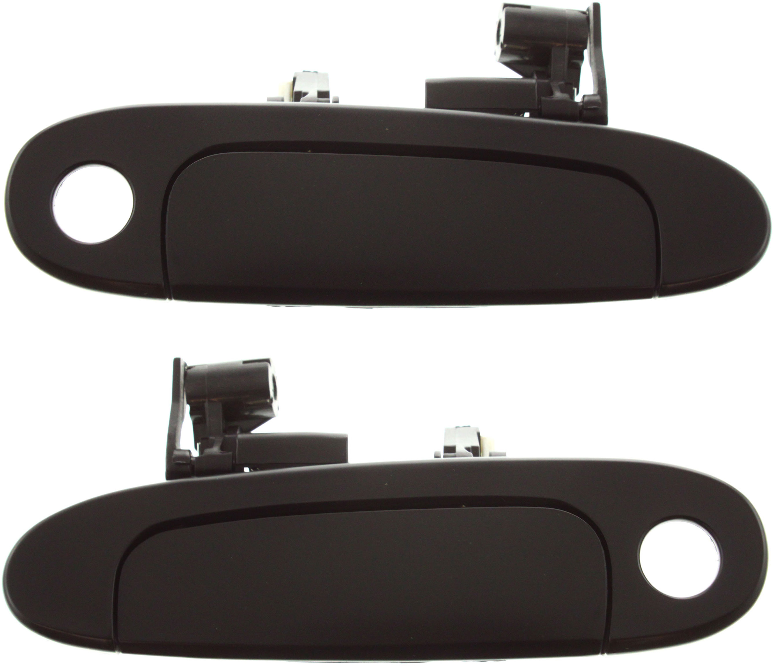 AM ECHO 00-05 FRONT DOOR HANDLE RH AND LH Outside Smooth Black w Keyhole SKU SET T462147 Partslink TO1311118 TO1310118 OEM 6921052010-6921052020C0-692205
