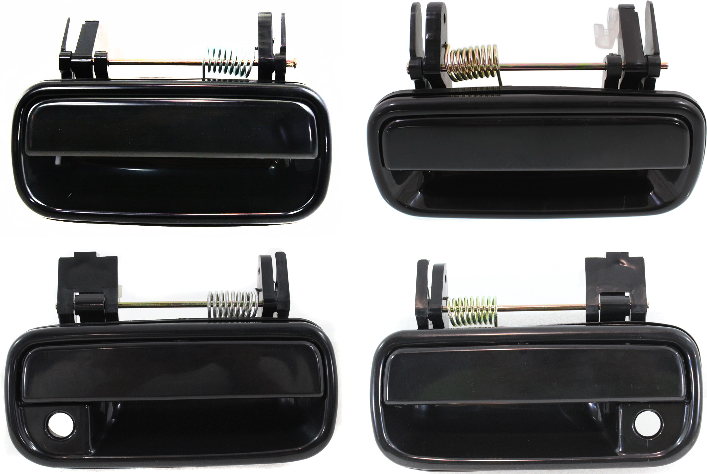 AM 4RUNNER 96-97 FRONT AND REAR DOOR HANDLE RH AND LH Set of 4 Outside Smooth Black SKU SET T462149-4 Partslink TO1521118 TO1520118 TO1311140 TO1310140 OEM 6923035060C0-6923035030C0-6924