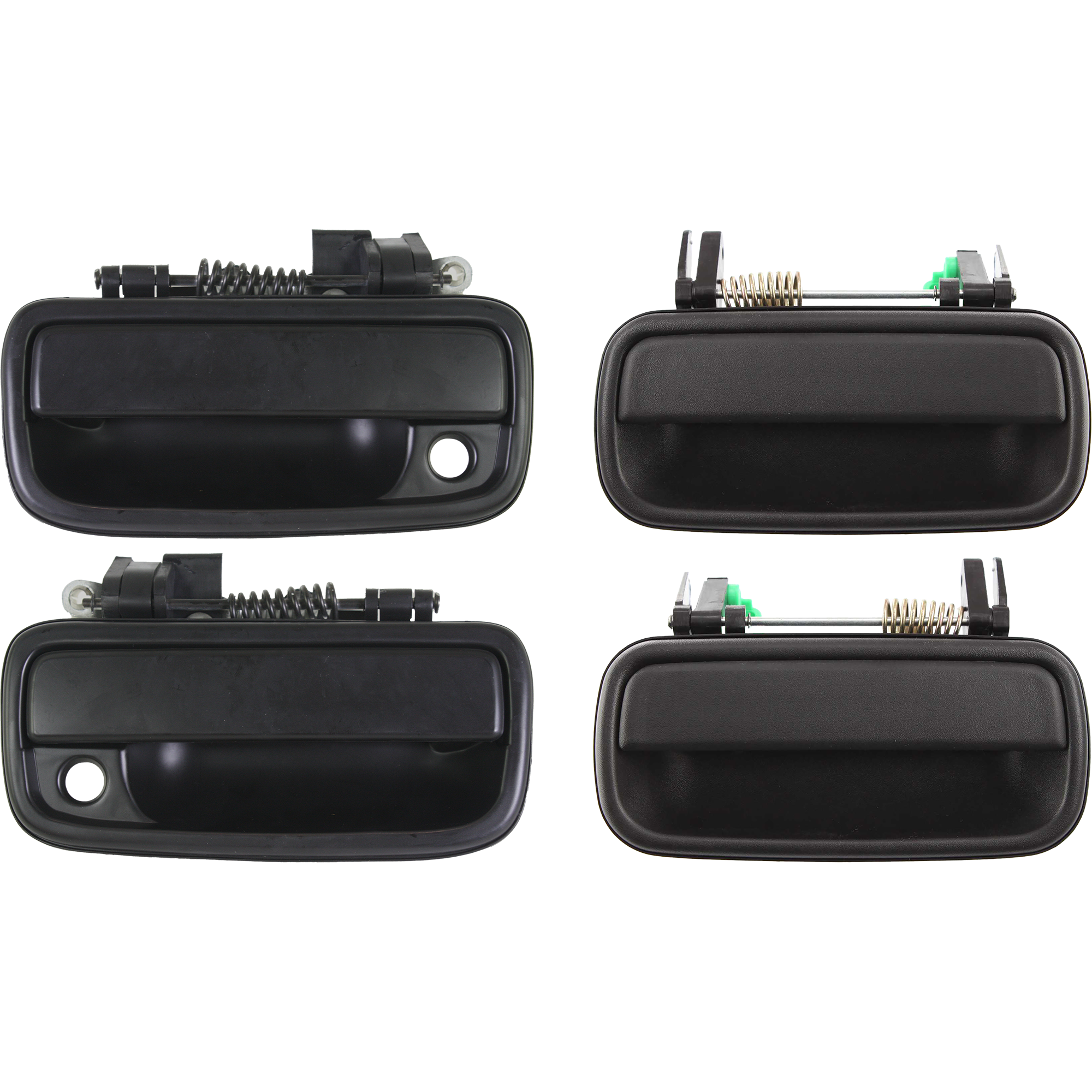 AM TACOMA 01-04 FRONT AND REAR DOOR HANDLE RH AND LH Set of 4 Outside Smooth Black SKU SET T462151-4 Partslink TO1311128 TO1310128 TO1521117 TO1520117 OEM 6921035070C0-6922035070C0-6923
