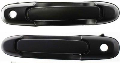 AM SIENNA 98-03 FRONT DOOR HANDLE RH and LH Assembly Outside Plastic Smooth Black w Keyhole SKU SET T462181 Partslink TO1310126 TO1311126 OEM 6921008010C0-6922008010C0