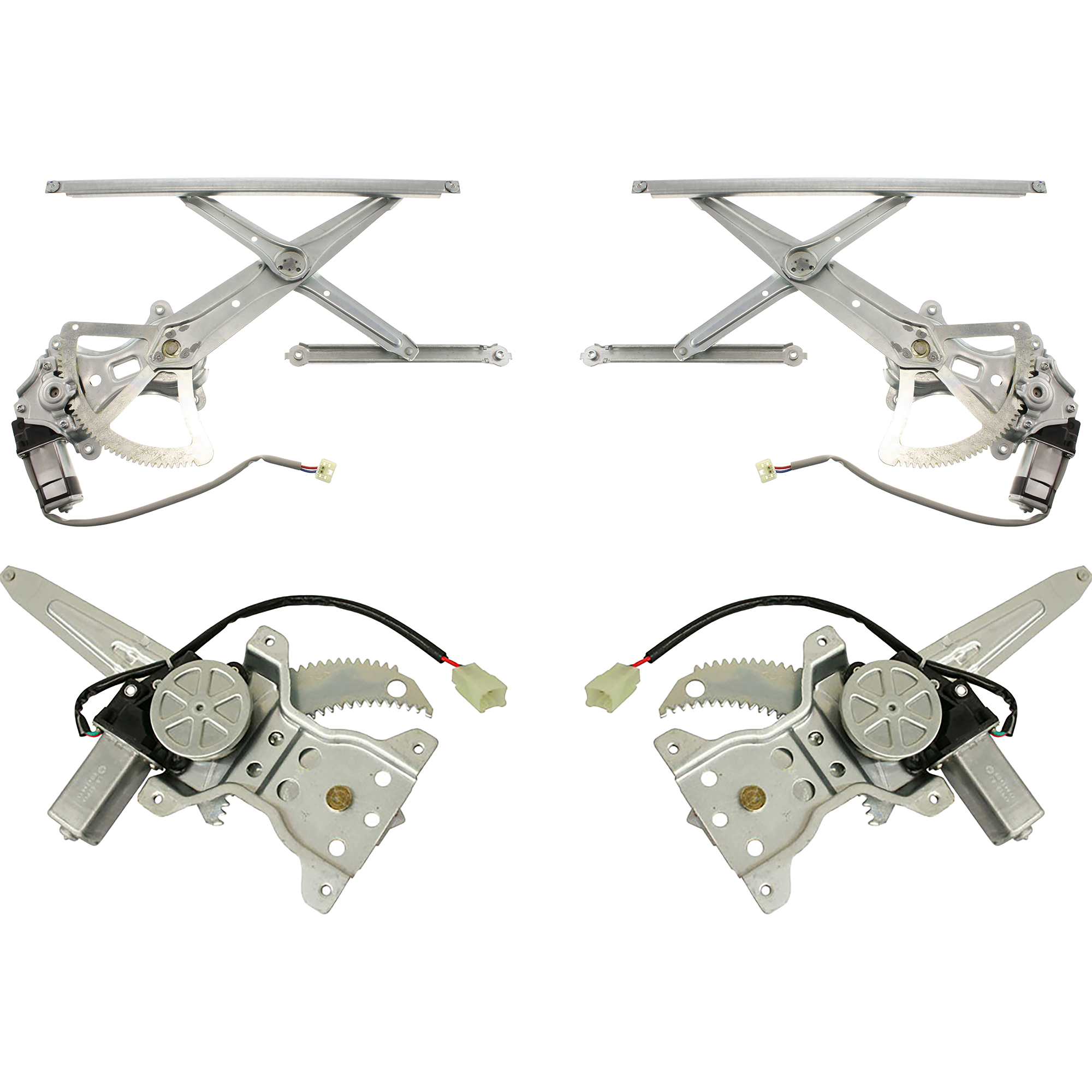 AM COROLLA 03-08 FRONT AND REAR WINDOW REGULATOR RH AND LH Power w Motor USA Built SKU SET T462939-4 Partslink TO1350139 TO1351139 TO1550108 TO1551108 OEM 6981002170-6982002170-69830021