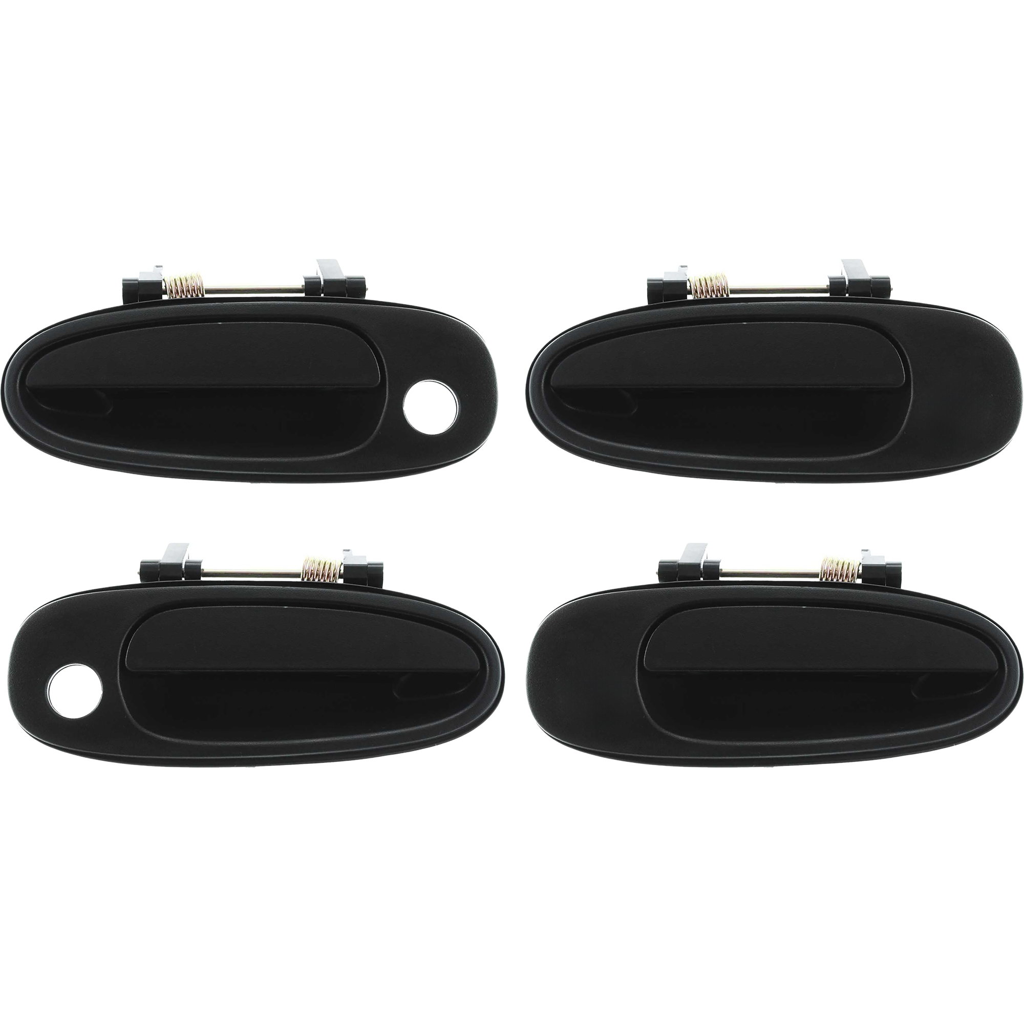 AM COROLLA PRIZM 93-97 RAV4-96-00 EXTERIOR DOOR HANDLE Set of 4 Front and Rear RH and LH Textured Black SKU SET T491301-4 Partslink TO1311102 TO1310102 TO1521105 TO1520105 OEM 6921012160-94852495-94856402-6