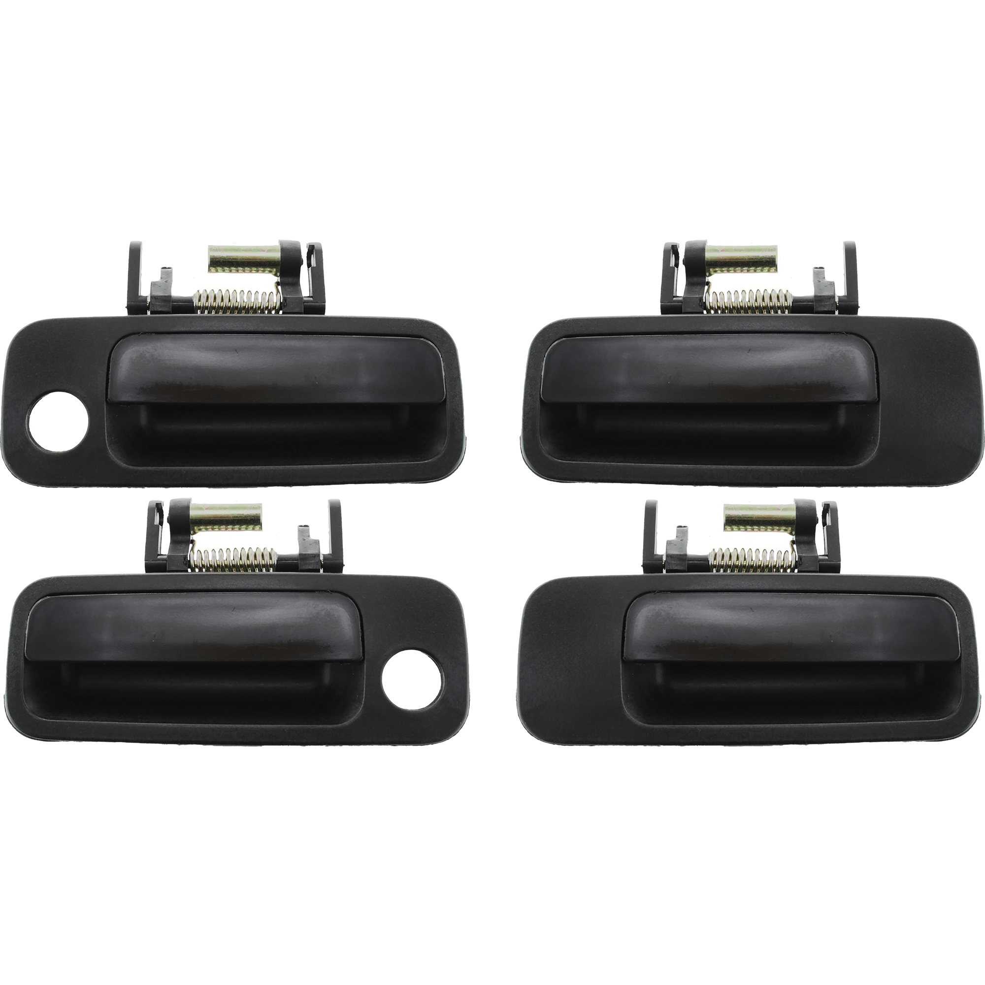AM CAMRY ES300-97-01 FRONT AND REAR DOOR HANDLE RH AND LH Set of 4 Outside Smooth Black Plastic USA Built SKU SET T491307-4 Partslink TO1311114 TO1310114 TO1521122 TO1520122 OEM 69210AA010-69220AA010-69230AA0