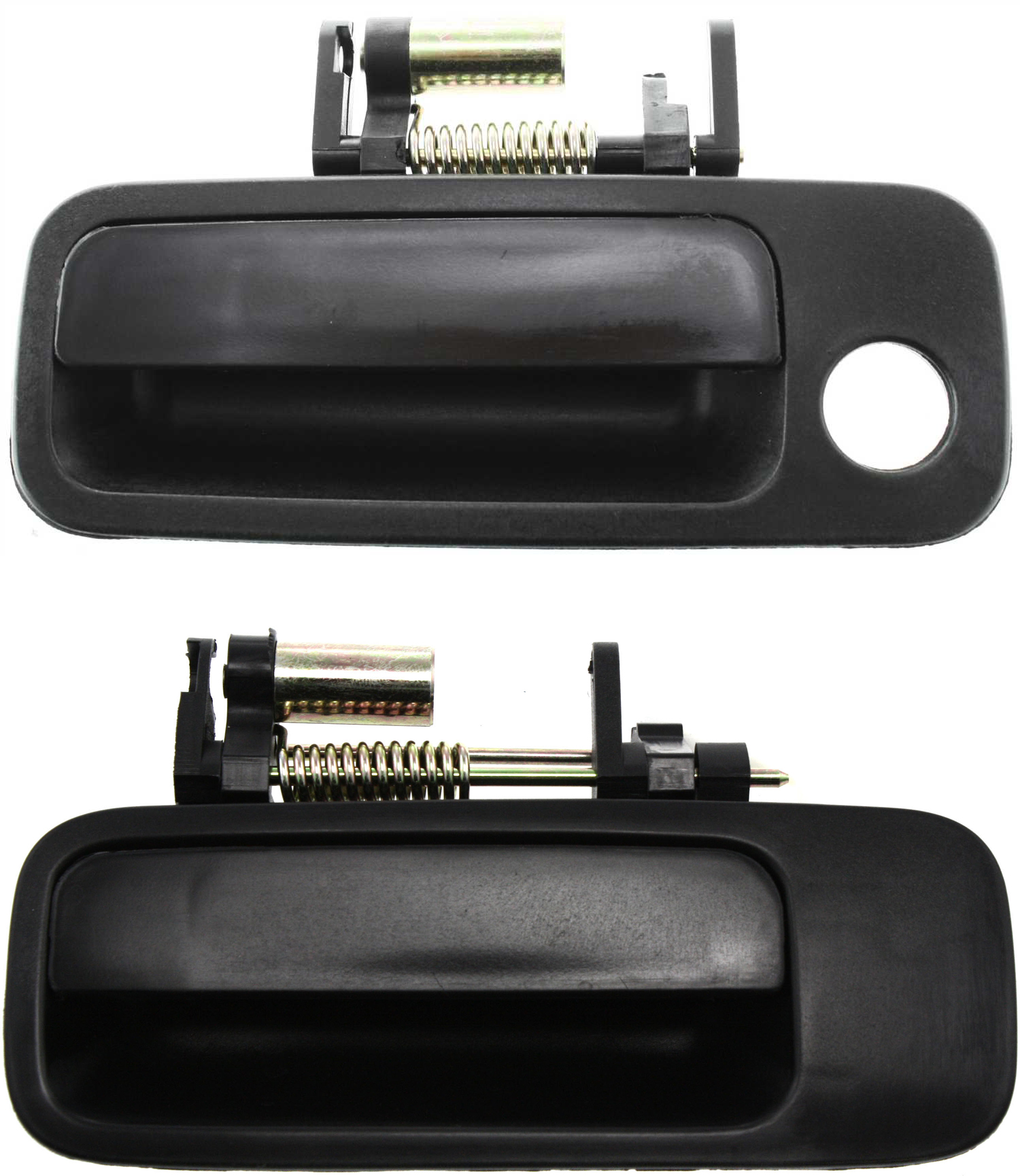 AM CAMRY ES300-97-01 FRONT AND REAR DOOR HANDLE LH Set of 2 Outside Smooth Black Japan USA Built SKU SET T491308-2 Partslink TO1310114 TO1520122 OEM 69220AA010-69240AA010C0-692403