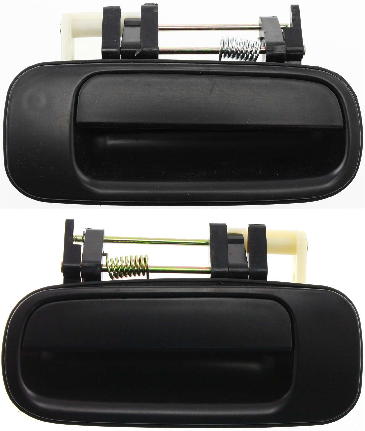 AM CAMRY 92-93 REAR DOOR HANDLE RH and LH Included Outside Smooth Black Plastic SKU SET T491317 Partslink TO1520106 TO1521101 TO1521106 OEM 6923033010-6924033010