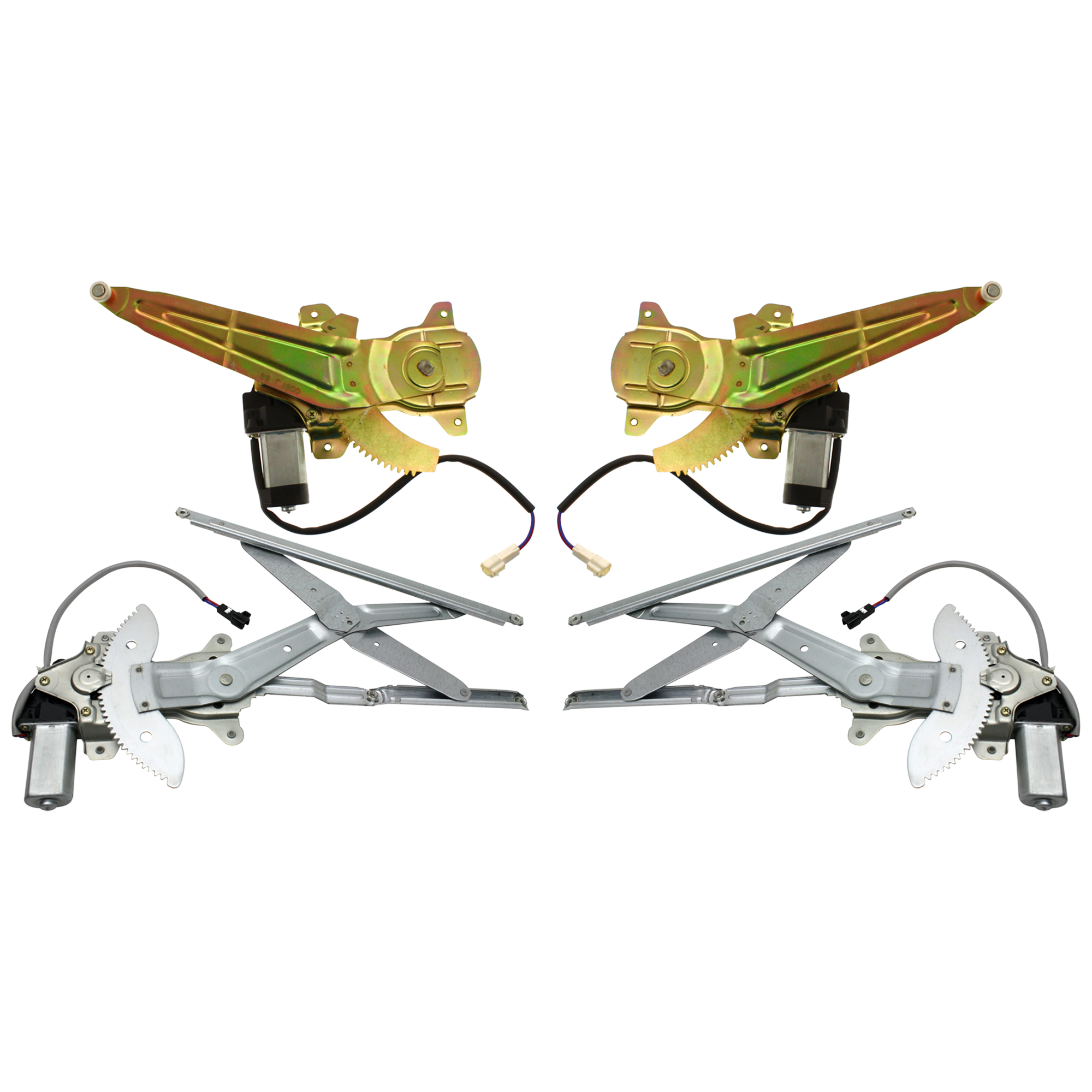 AM COROLLA 98-02 FRONT AND REAR WINDOW REGULATOR RH AND LH Power w Motor SKU SET T491701-4 Partslink TO1350127 TO1351127 TO1550107 TO1551107 OEM 6980102040-6980202040-69803020
