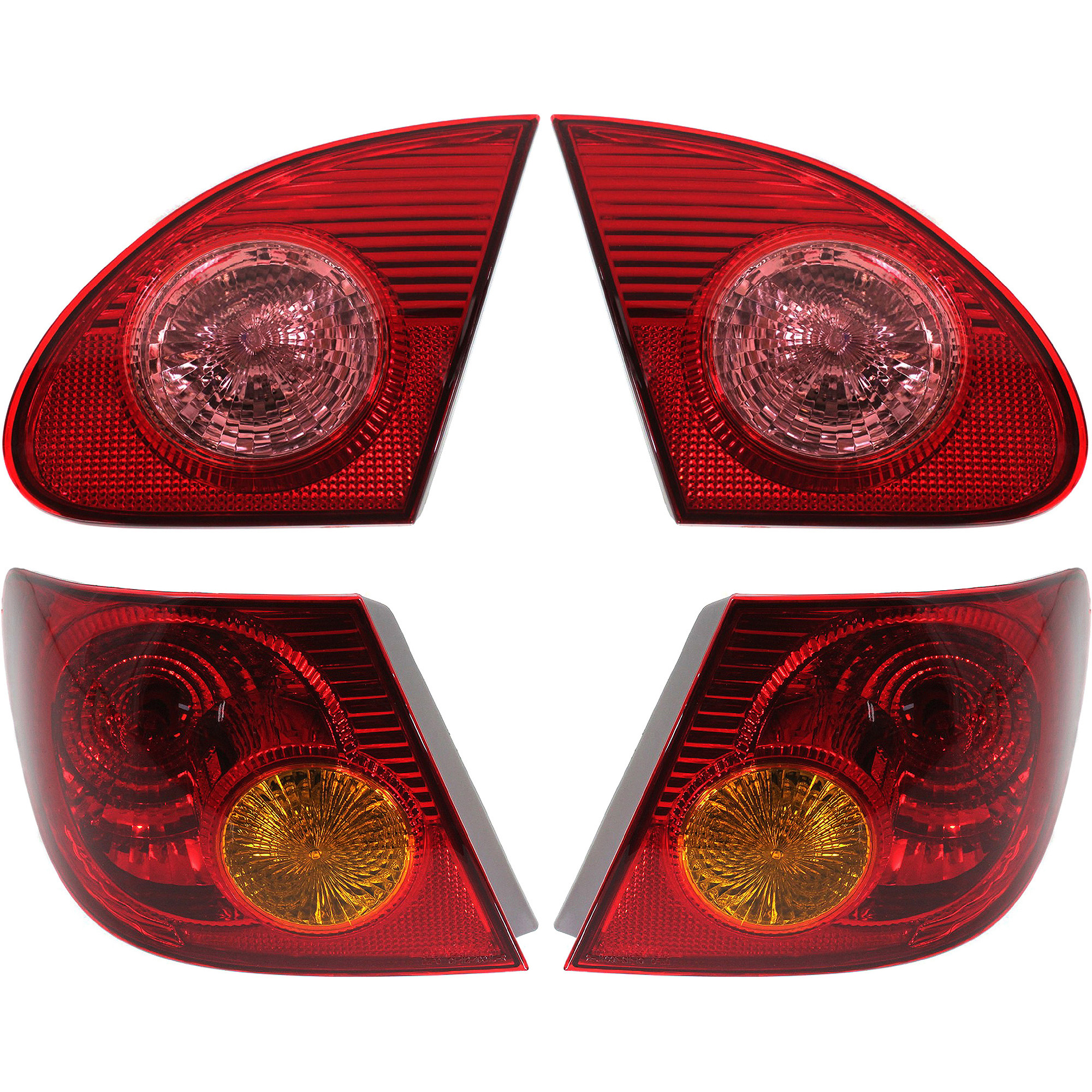 AM COROLLA 03-04 TAIL LAMP RH AND LH Inner and Outer Assembly Halogen SKU SET T730107-4 Partslink TO2800144 TO2801144 TO2882103 TO2883103 OEM 8155002200-8156002200-81670020