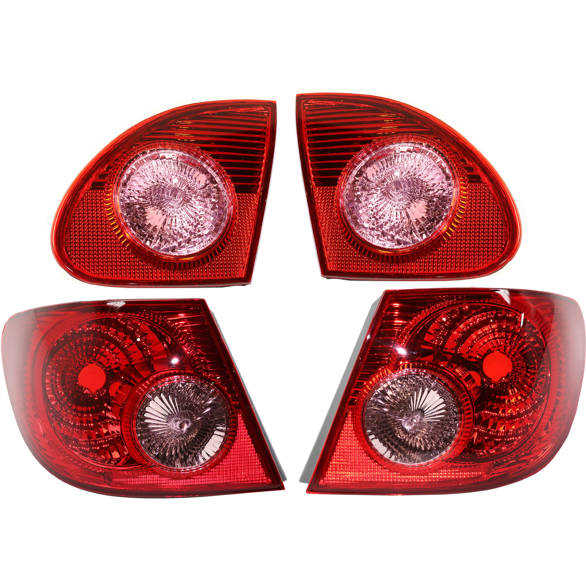 AM COROLLA 05-08 TAIL LAMP RH AND LH Inner and Outer Lens and Housing SKU SET T730118 U 4 Partslink TO2886102 TO2887102 OEM 8155002290 PFM 8156002290 PFM