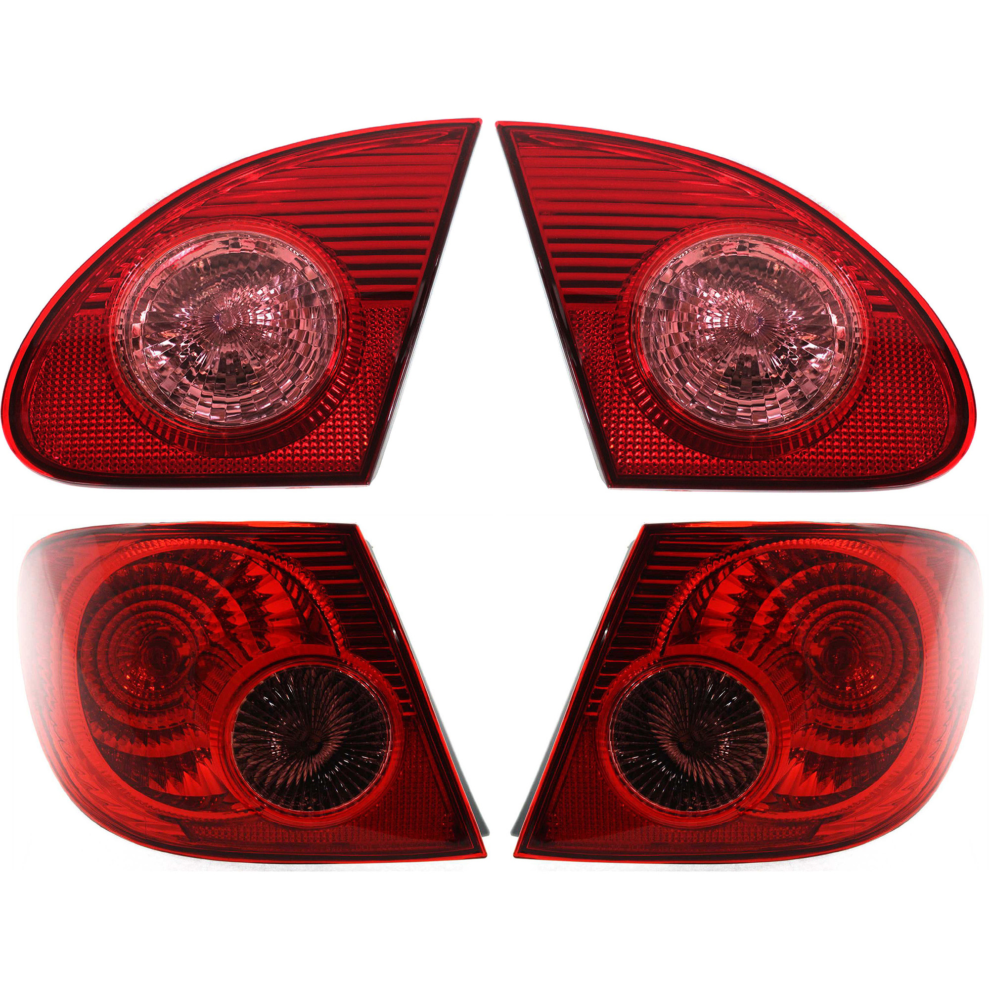 AM COROLLA 04-08 TAIL LAMP RH AND LH Inner and Outer Assembly Halogen SKU SET T731309-4 Partslink TO2800154 TO2801154 TO2882103 TO2883103 OEM 8155002290-8156002290-81670020