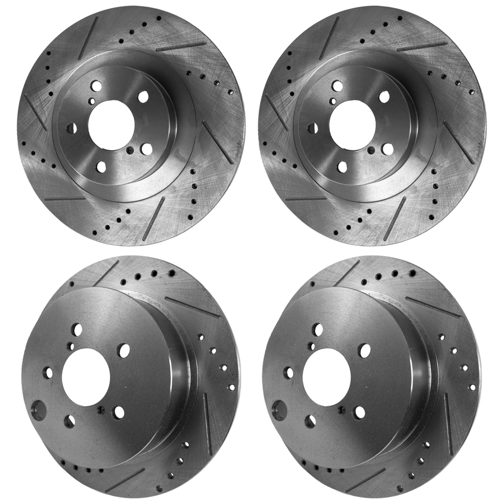 AM CROSSTREK 16-17 FORESTER 14-18 FRONT AND REAR BRAKE DISC RH AND LH Cross drilled and Slotted 5 Lugs Set of 4 SKU SET TPS27110004DRS B OEM 31407-44306-145657-0833078-083