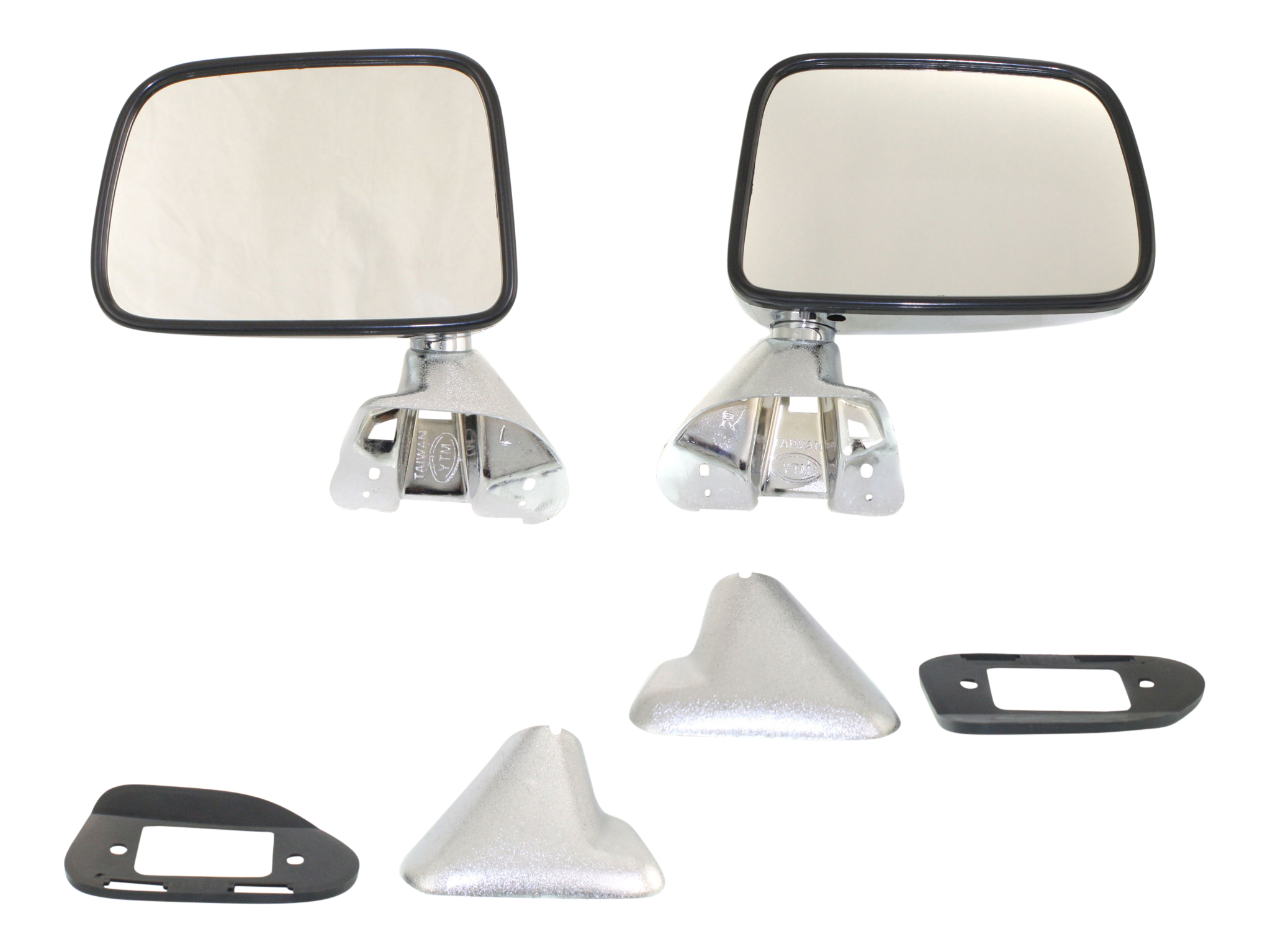 AM TOYOTA PICKUP 87-88-4RUNNER 87-89 MIRROR RH AND LH Manual Adjust Manual Folding Non Heated Chrome Deluxe Type SKU SET TY16CR Partslink TO1320108 TO1321108 OEM 8791089136-8794089134