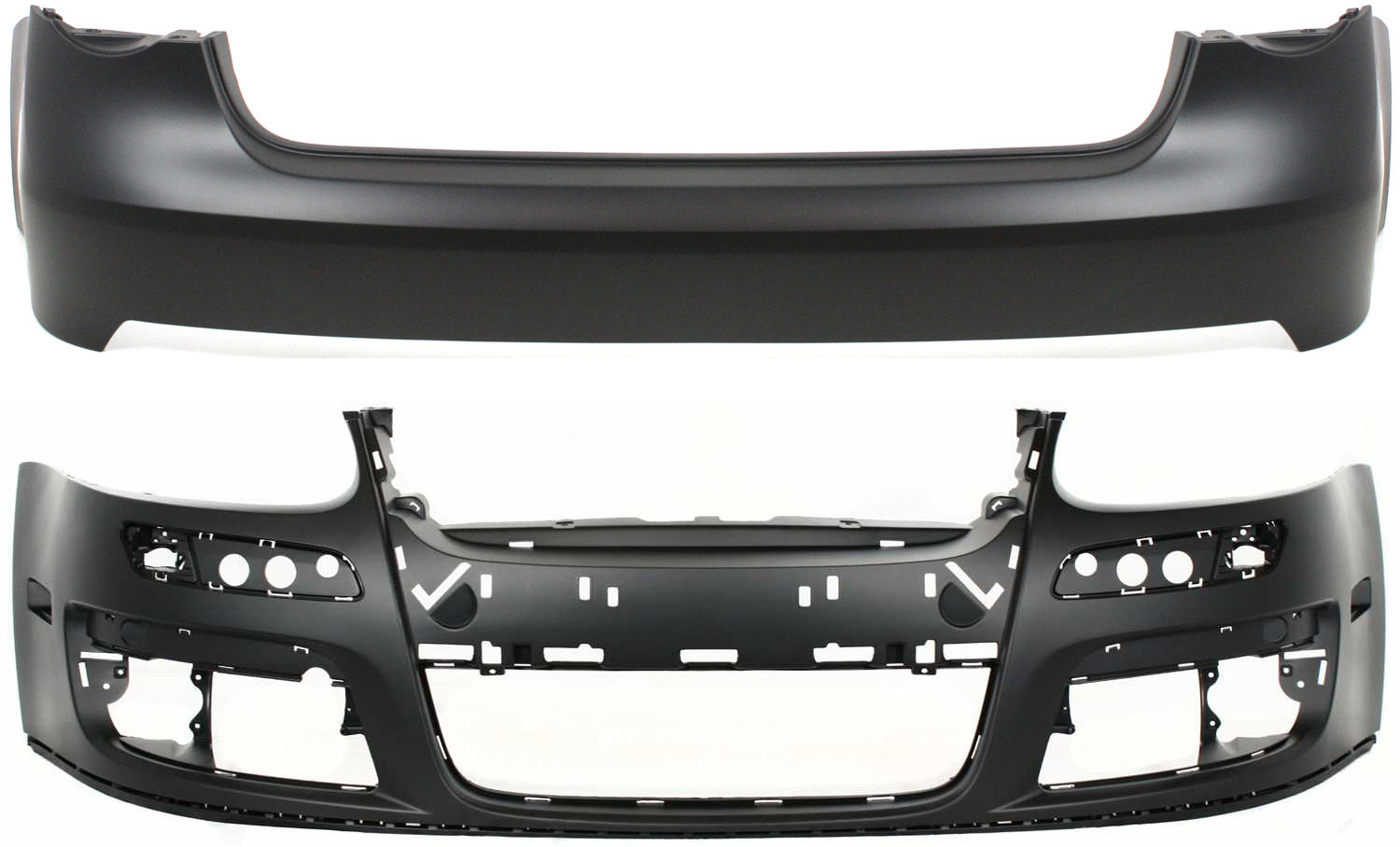 AM JETTA 05-10 FRONT AND REAR BUMPER COVER Primed CAPA SKU SET V010303PQ 2 Partslink VW1000161C VW1100175C OEM 1K0807217AGRU 1K5807417HGRU