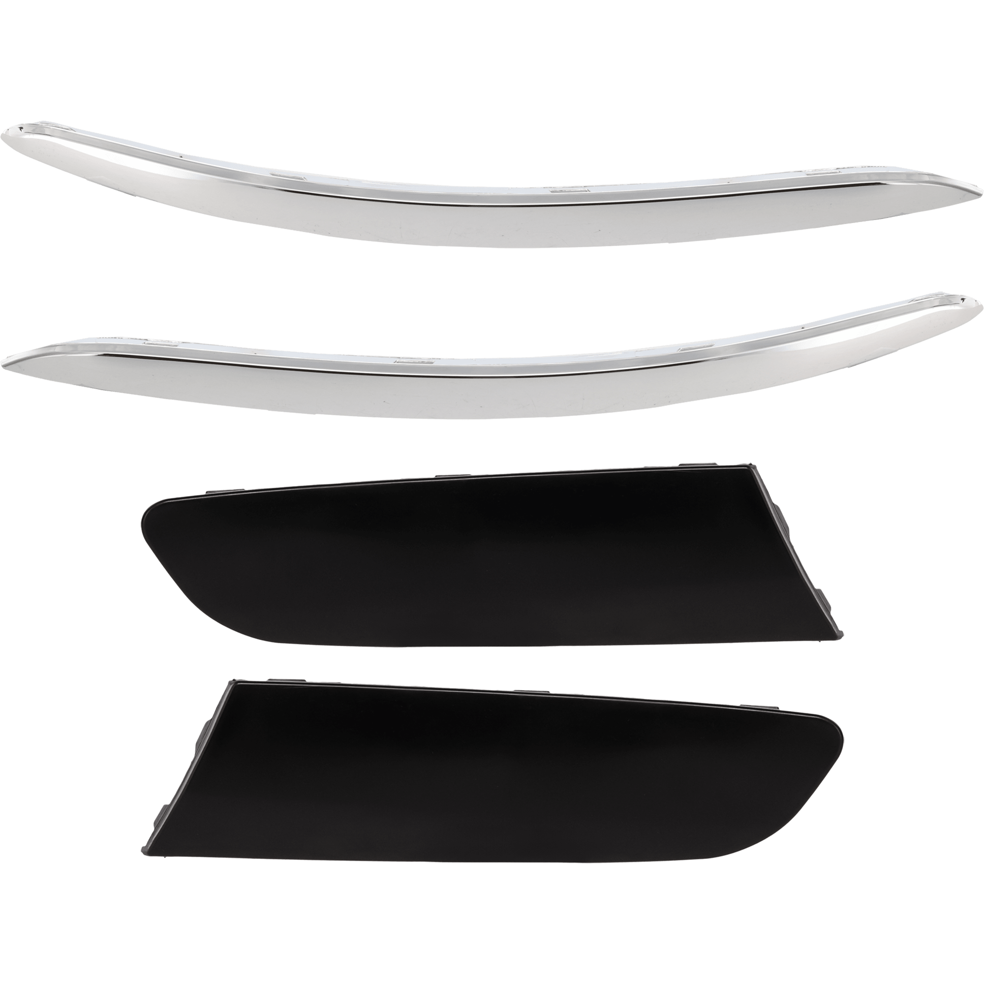 AM JETTA 05-10 FRONT BUMPER MOLDING RH AND LH Set of 4 w Headlamp Washer Hole SKU SET V015507 B Partslink VW1046104 VW1047104 VW1212100 VW1213100 OEM 1K08072432ZZ 1K08072442ZZ 1K08