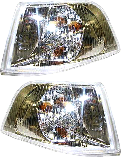 AM S40-01-04 CORNER LAMP RH and LH Included Assembly w Chrome Bezel SKU SET V104103 Partslink VO2520109 VO2521109 OEM 306218330-306218348