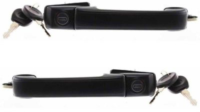 AM GOLF 93-99 FRONT EXTERIOR DOOR HANDLE RH AND LH Textured Black w Keyhole Includes Keys Set of 2 SKU SET V462109 Partslink VW1311103 OEM 1HM8372083FZ