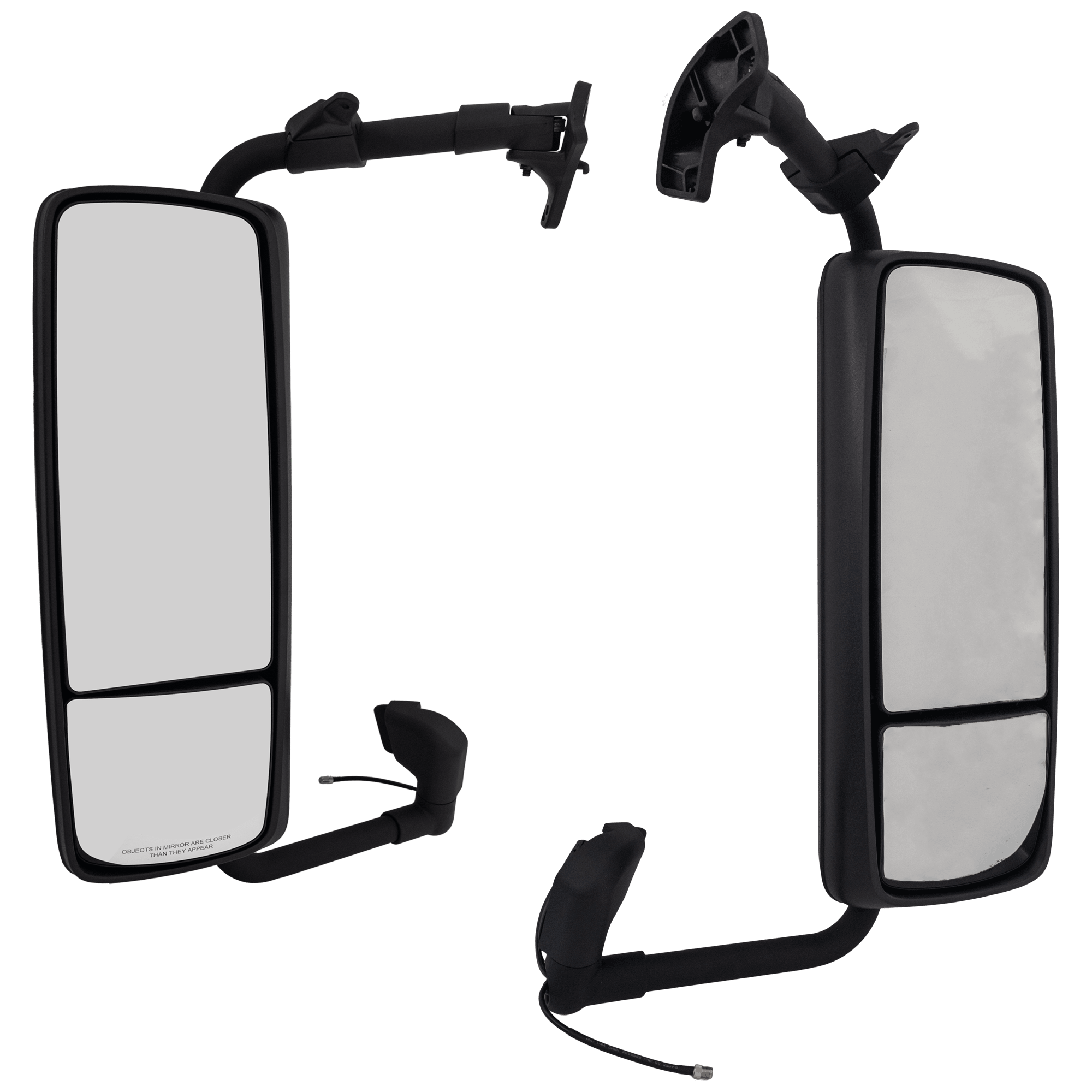 AM VOLVO VNL 04-22 MIRROR RH AND LH Power Upper Manual Adjust Lower Non Folding Heated Paintable w Arm No Signal Light Redesign SKU SET VL48ER HD OEM Heavy Duty