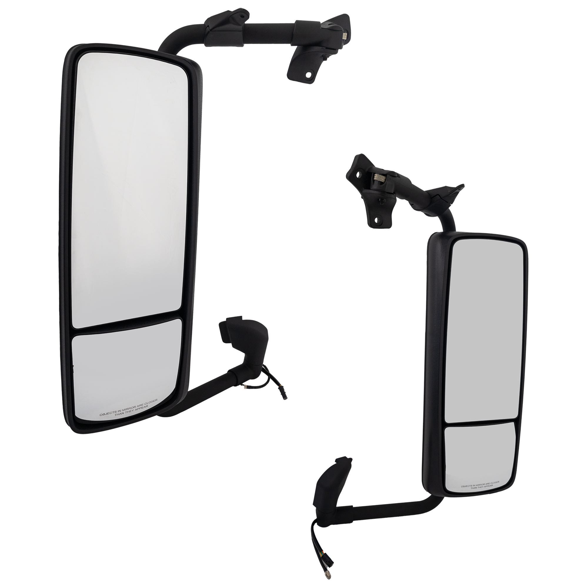 AM VOLVO VNL 04-22 MIRROR RH AND LH Power Upper Manual Adjust Lower Non Folding Heated Chrome w Arm No Signal Light Redesign SKU SET VL50ER HD OEM Heavy Duty