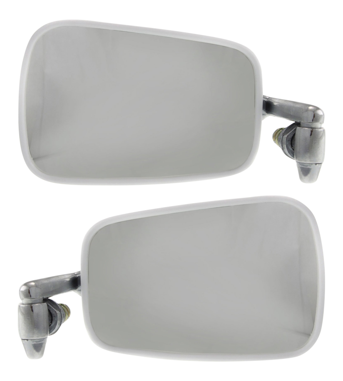 AM BEETLE SUPER BEETLE 68-77 MIRROR RH AND LH Manual Adjust Non Folding Non Heated Chrome Sedan SKU SET VW12R Partslink VW1320101 VW1321101 OEM 113857513D 113857514D