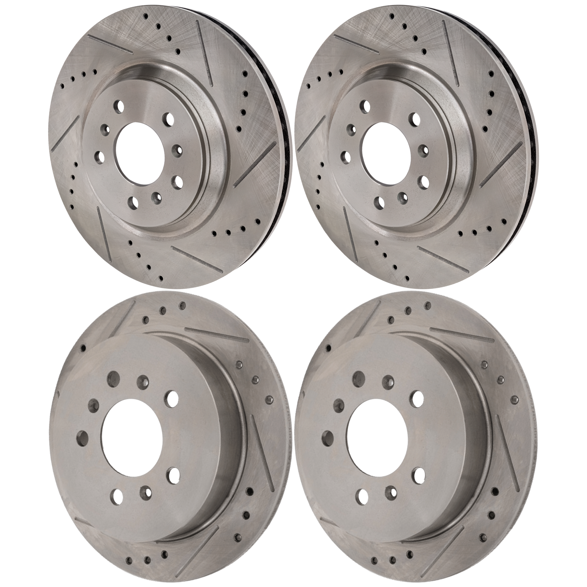 AM ALLURE LACROSSE 08-09 FRONT AND REAR BRAKE DISC RH AND LH 4 Wheel Set Cross drilled and Slotted SKU SETJB27110048DRS4A OEM 41217-55124-60421-580387-90038