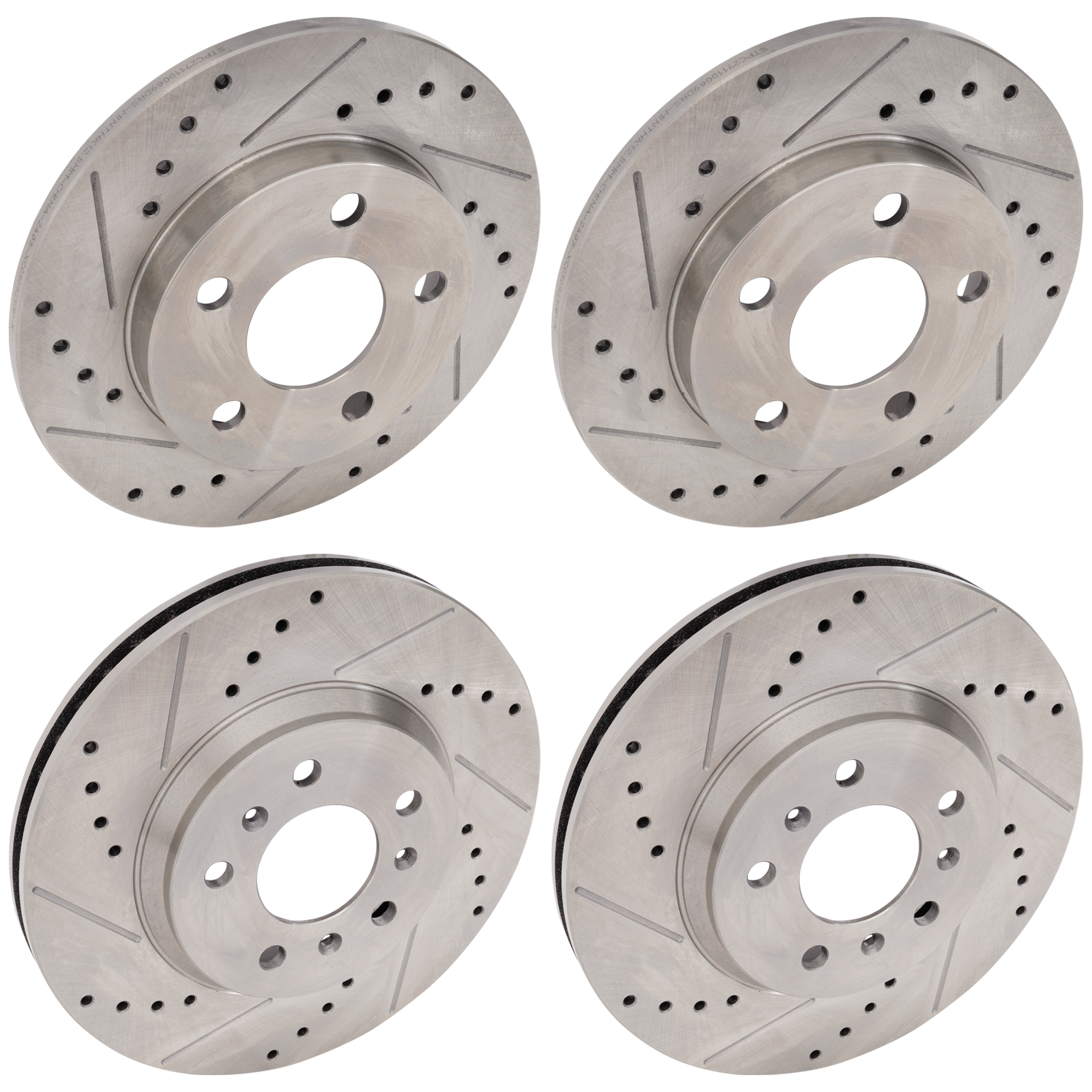 AM IMPALA 11-13 IMPALA LIMITED 14-16 FRONT AND REAR BRAKE DISC 4 Wheel Set Cross drilled and Slotted SKU SETJC27110072DRS4B OEM 19372-55126-145654-493755-5804