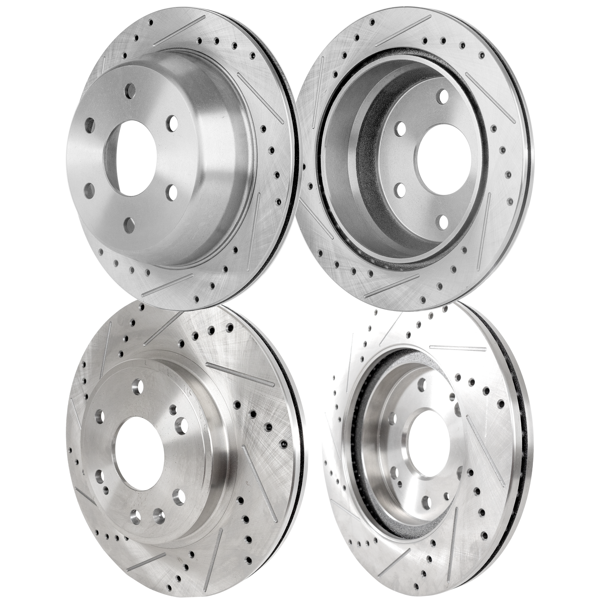 AM SIERRA 1500 CLASSIC 07-07 FRONT AND REAR BRAKE DISC 4 Wheel Set Cross drilled and Slotted SKU SETJC27110095DRS4A OEM 41252-55097-55170-72043-145582