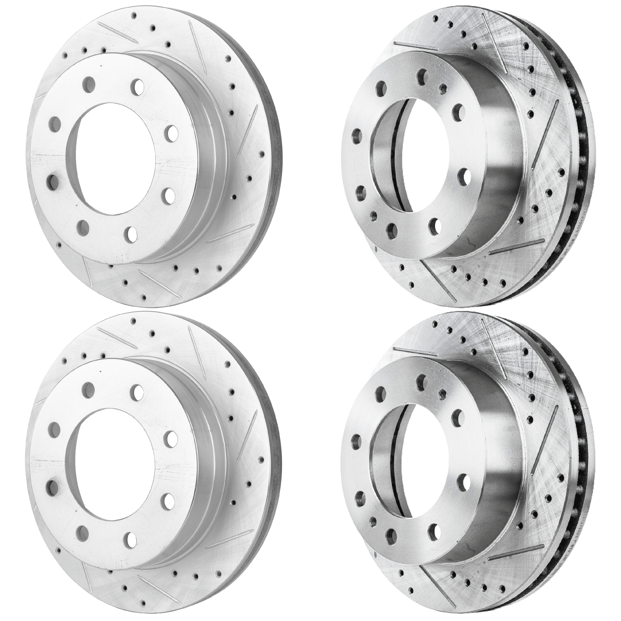 AM YUKON XL 2500-04-05 FRONT AND REAR BRAKE DISC 4 Wheel Set Cross drilled and Slotted SKU SETJC27110100DRS4E OEM 27374-55086-145466-580173-8801