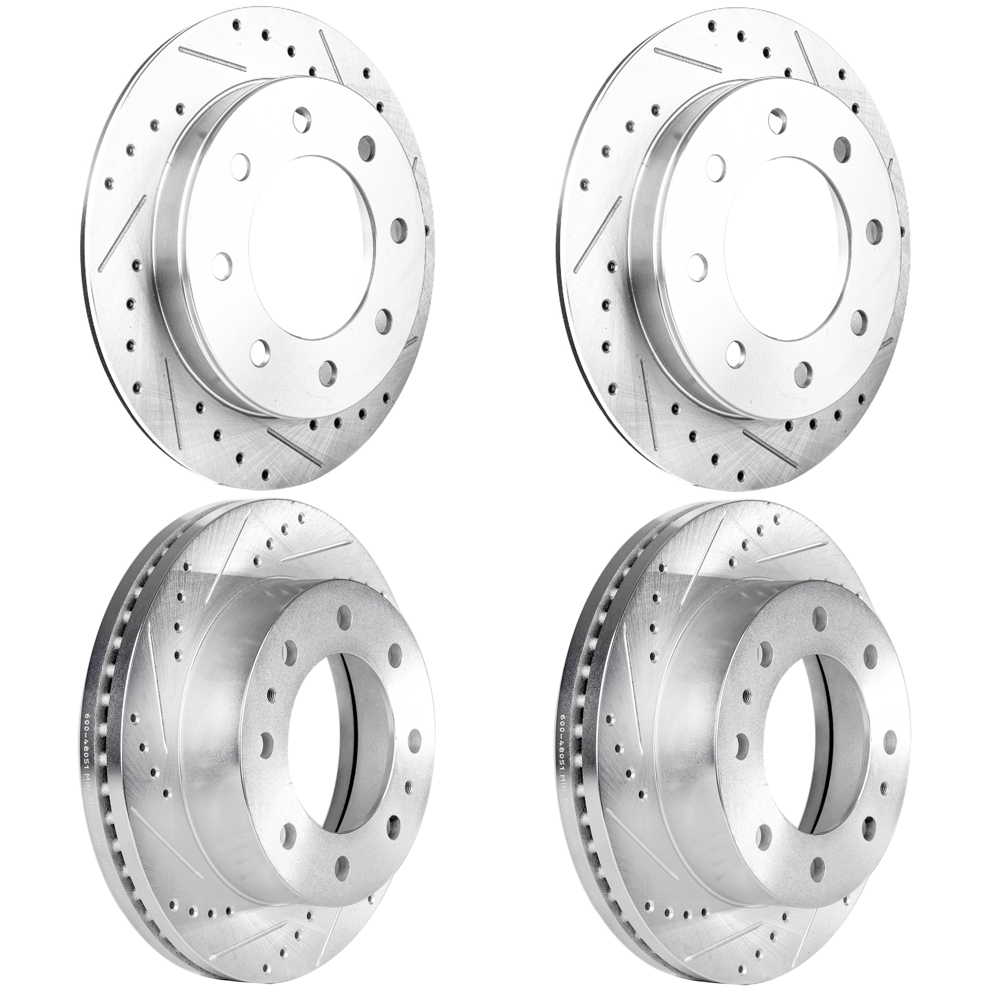 AM AVALANCHE 2500-02-04 EXPRESS 3500 SAVANA 3500-04-22 FRONT AND REAR BRAKE DISC 4 Wheel Set Cross drilled and Slotted SKU SETJC27110101DRS4A OEM 19326-41243-55057-55120-56830