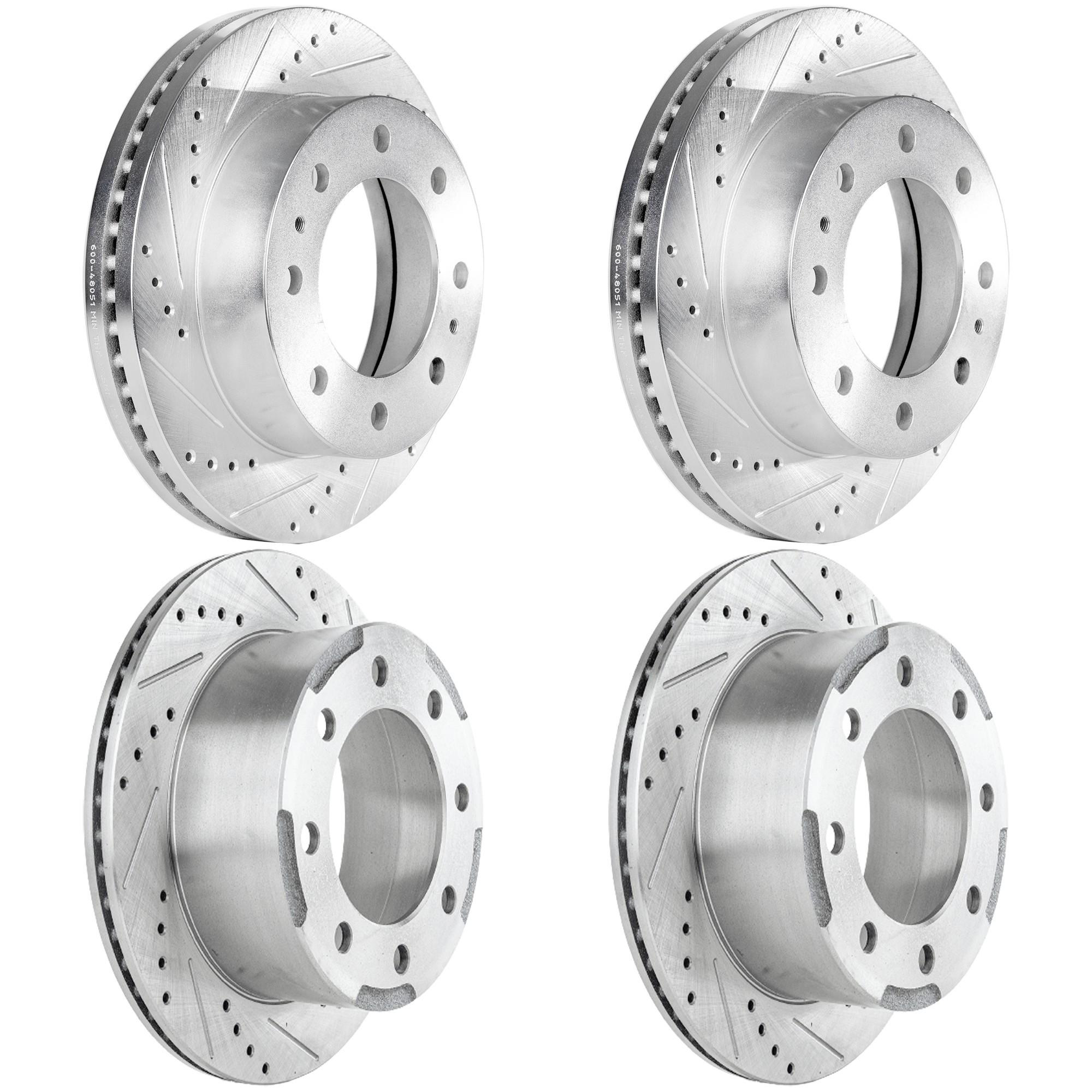 AM SILVERADO SIERRA 3500-01-07 EXPRESS SAVANA 3500-03-08 FRONT AND REAR BRAKE DISC 4 Wheel Set Cross drilled and Slotted SKU SETJC27110101DRS4B OEM 19972-55075-56992-145339-49325