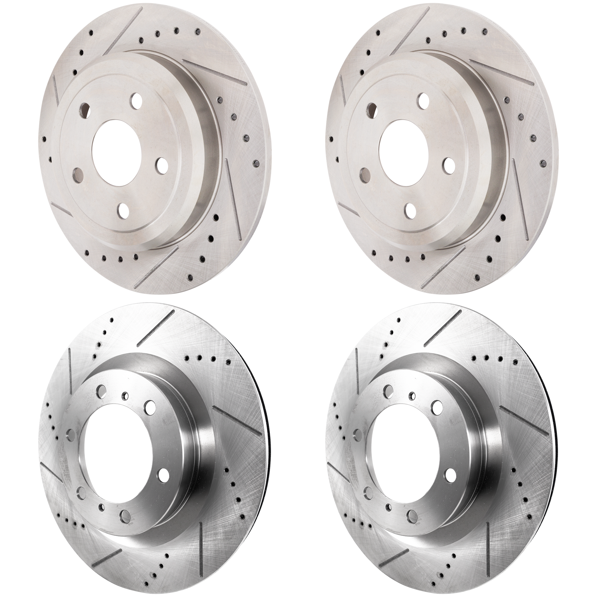 AM DURANGO GRAND CHEROKEE 11-20 FRONT AND REAR BRAKE DISC RH AND LH 4 Wheel Set Cross drilled and Slotted SKU SETJD27110015DRS4A OEM 43177-53062-72162-591375-78086