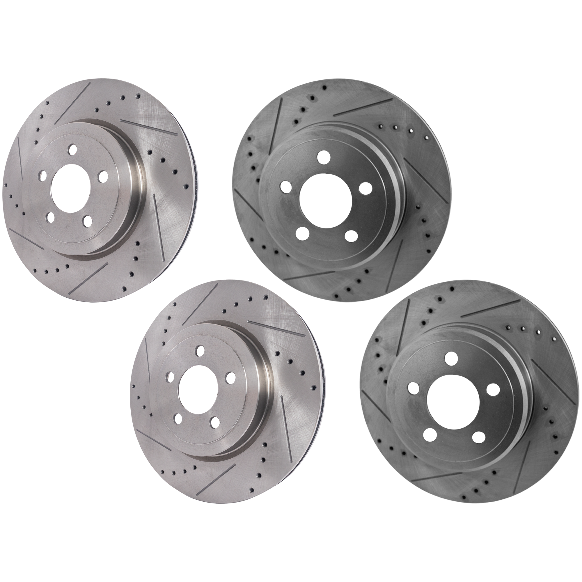 AM CHRYSLER 300-05-21 CHALLENGER 09-22 CHARGER 06-22 FRONT AND REAR BRAKE DISC RH AND LH 4 Wheel Set Cross drilled and Slotted SKU SETJD27110024DRS4A OEM 27355-53024-145568-780257-7810