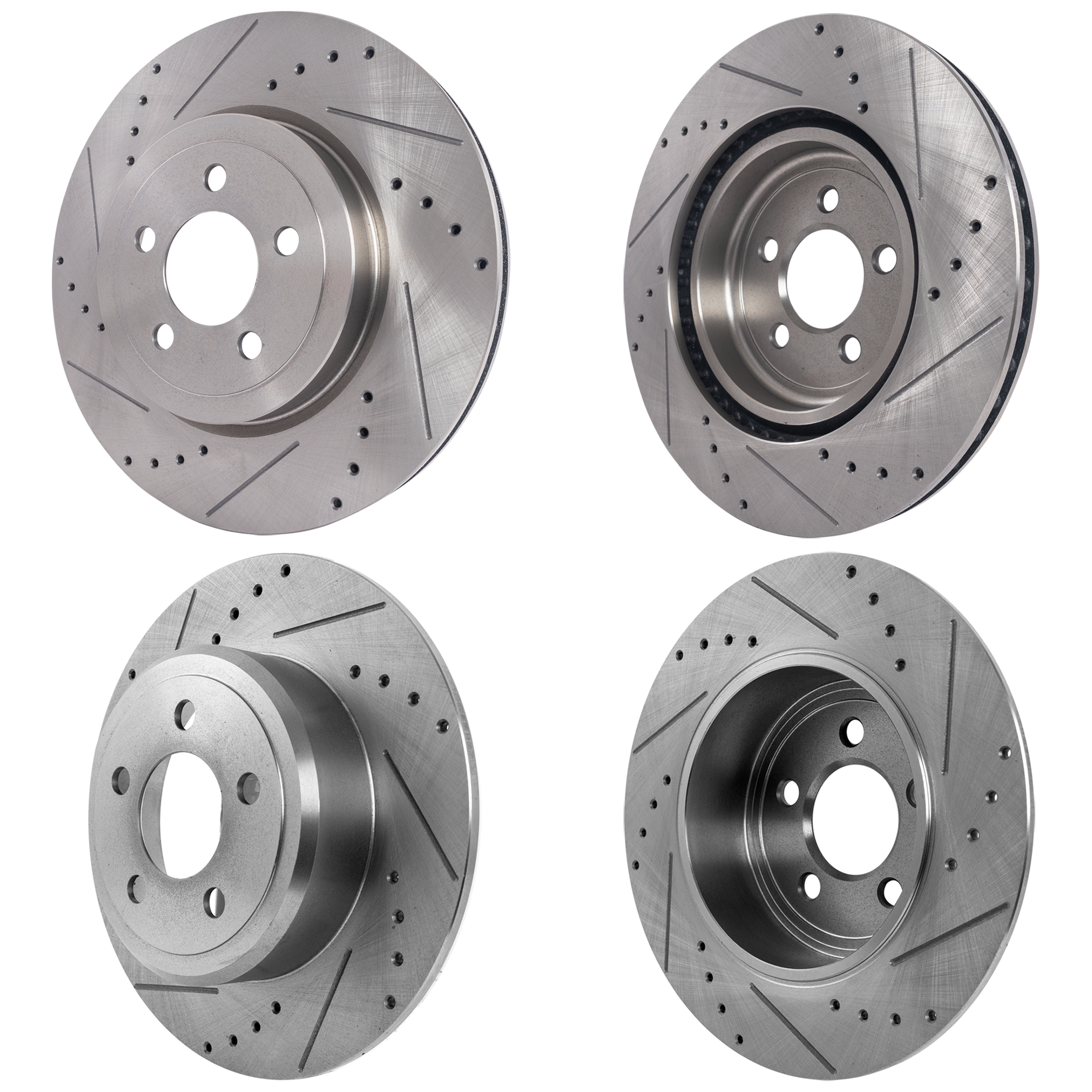 AM CHALLENGER CHARGER 12-22 FRONT AND REAR BRAKE DISC RH AND LH 4 Wheel Set Cross drilled and Slotted SKU SETJD27110024DRS4B OEM 43087-53023-63206-780256-90024