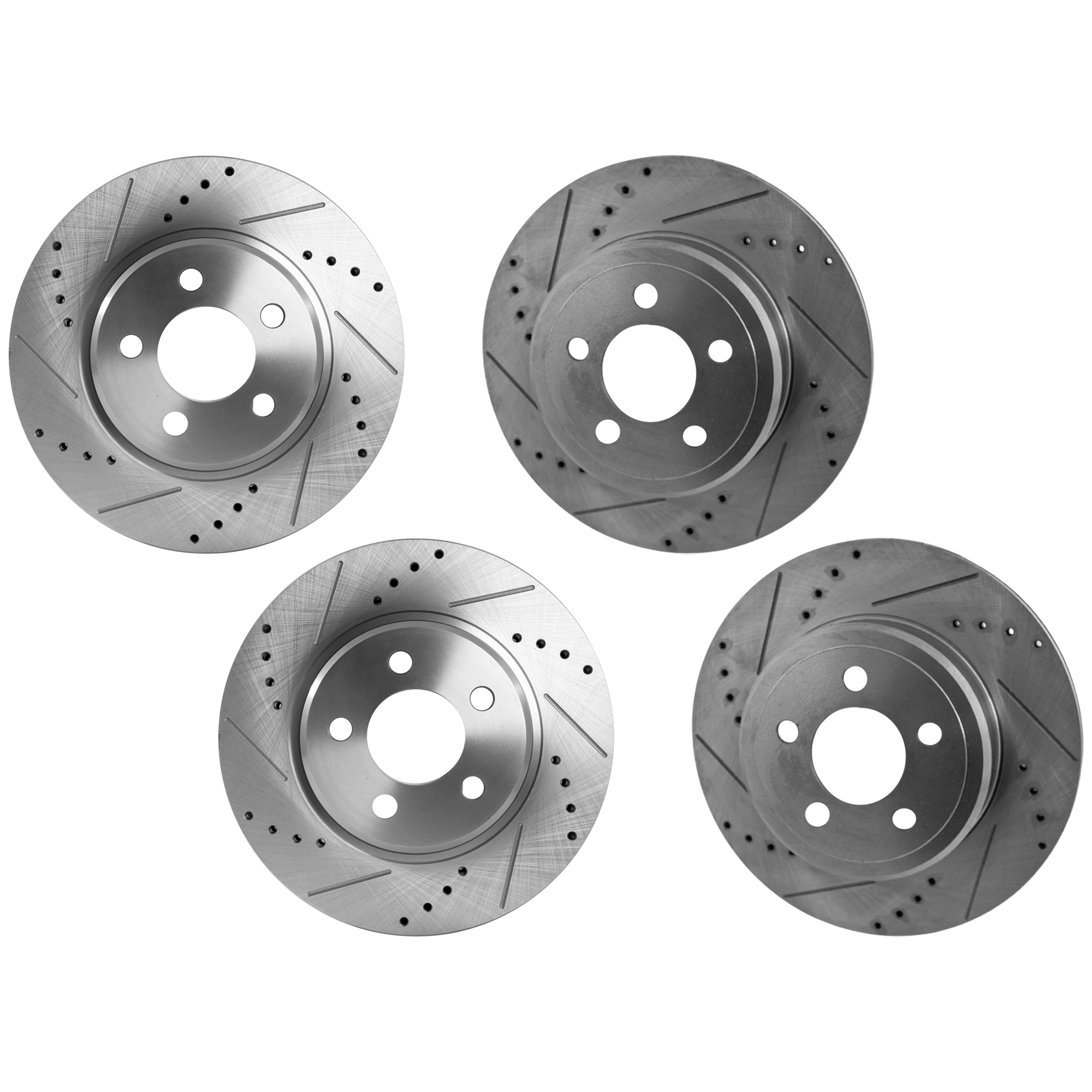 AM CHALLENGER 12-16 CHARGER 15-19 FRONT AND REAR BRAKE DISC RH AND LH 4 Wheel Set Vented Cross drilled and Slotted 5 Lugs SKU SETJD27110025DRS4A OEM 19367-43086-53022-780255-90024