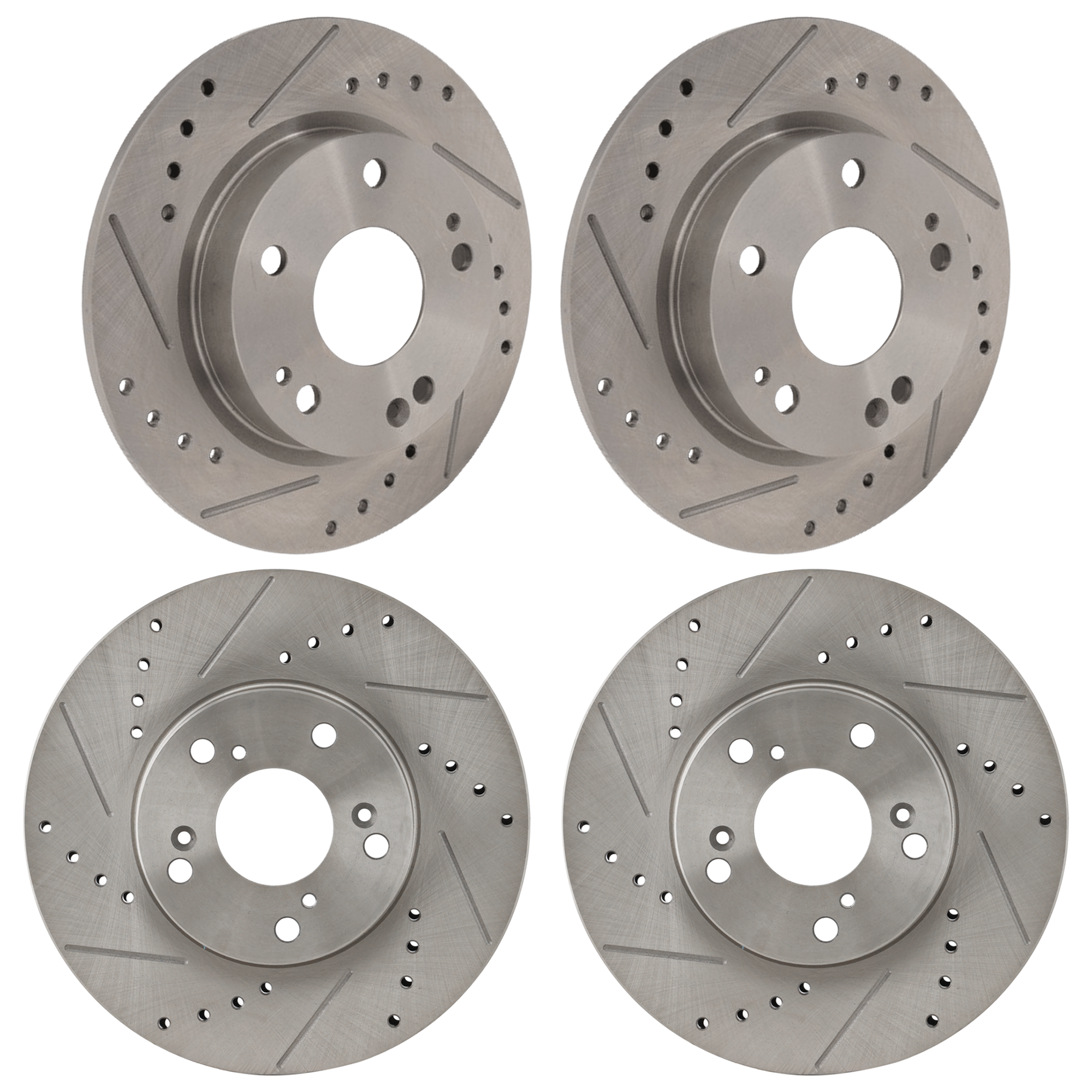 AM CIVIC 16-17 FRONT AND REAR BRAKE DISC RH AND LH 4 Wheel Set Cross drilled and Slotted SKU SETJH27110014DRS4C OEM 19896-31257-31305-44774-96711
