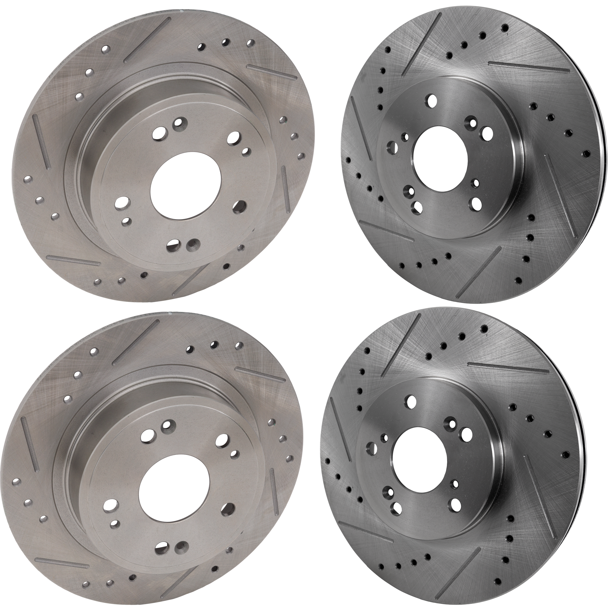 AM ACCORD 06-12 TSX 09-14 FRONT AND REAR BRAKE DISC RH AND LH 4 Wheel Set Cross drilled and Slotted 5 Lugs SKU SETJH27110052DRS4A OEM 19930-31275-31354-31519-96795