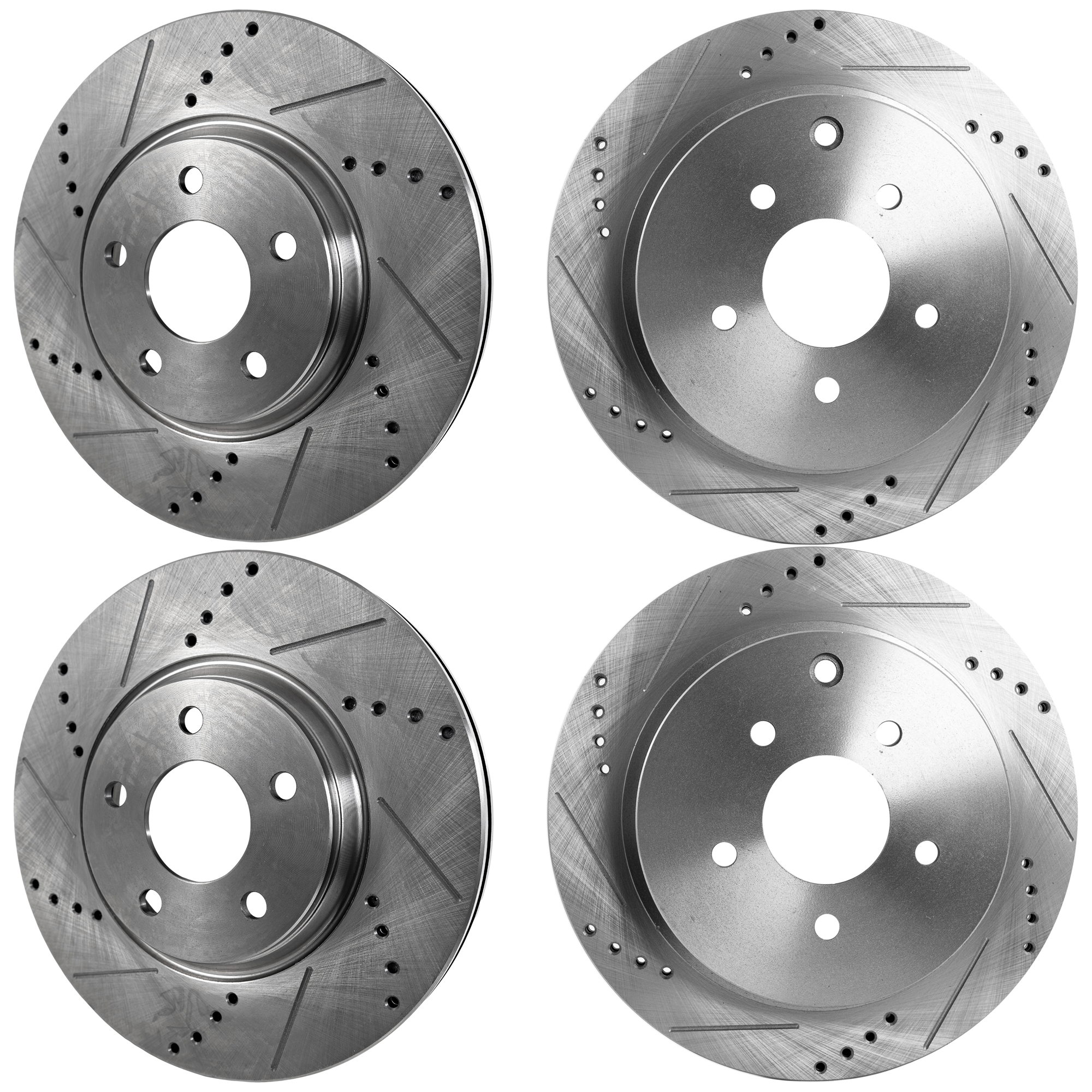 AM FX35 FX35-03-05 Q70-14-19 FRONT AND REAR BRAKE DISC 4 Wheel Set Cross drilled and Slotted SKU SETJI27110001DRS4C OEM 31348-145537-0832970-980155-48