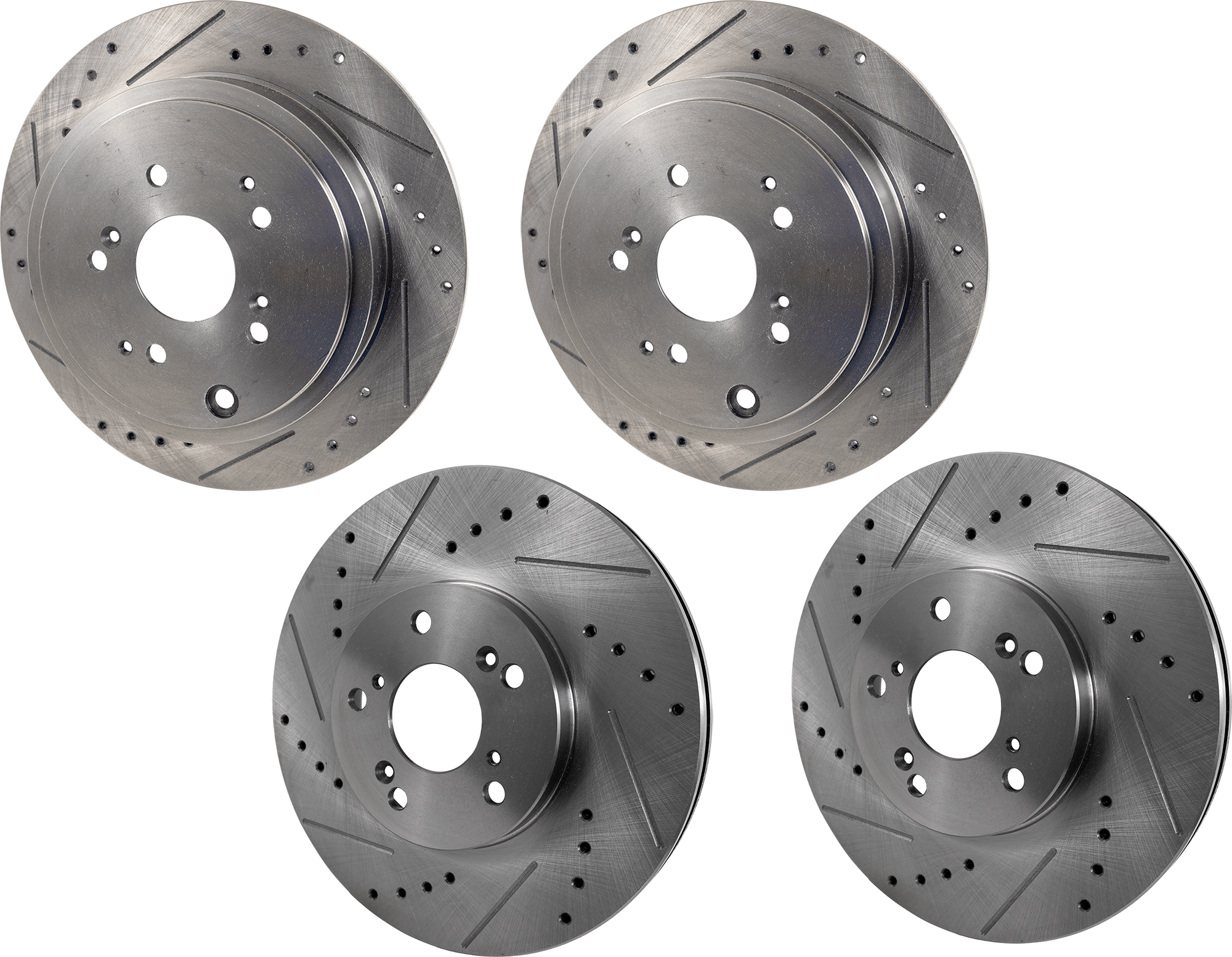 AM MDX 01-06 PILOT 03-08 FRONT AND REAR BRAKE DISC RH AND LH 4 Wheel Set Cross drilled and Slotted SKU SETSTPA271100014DS4 OEM 19930-31275-31354-31519-96795