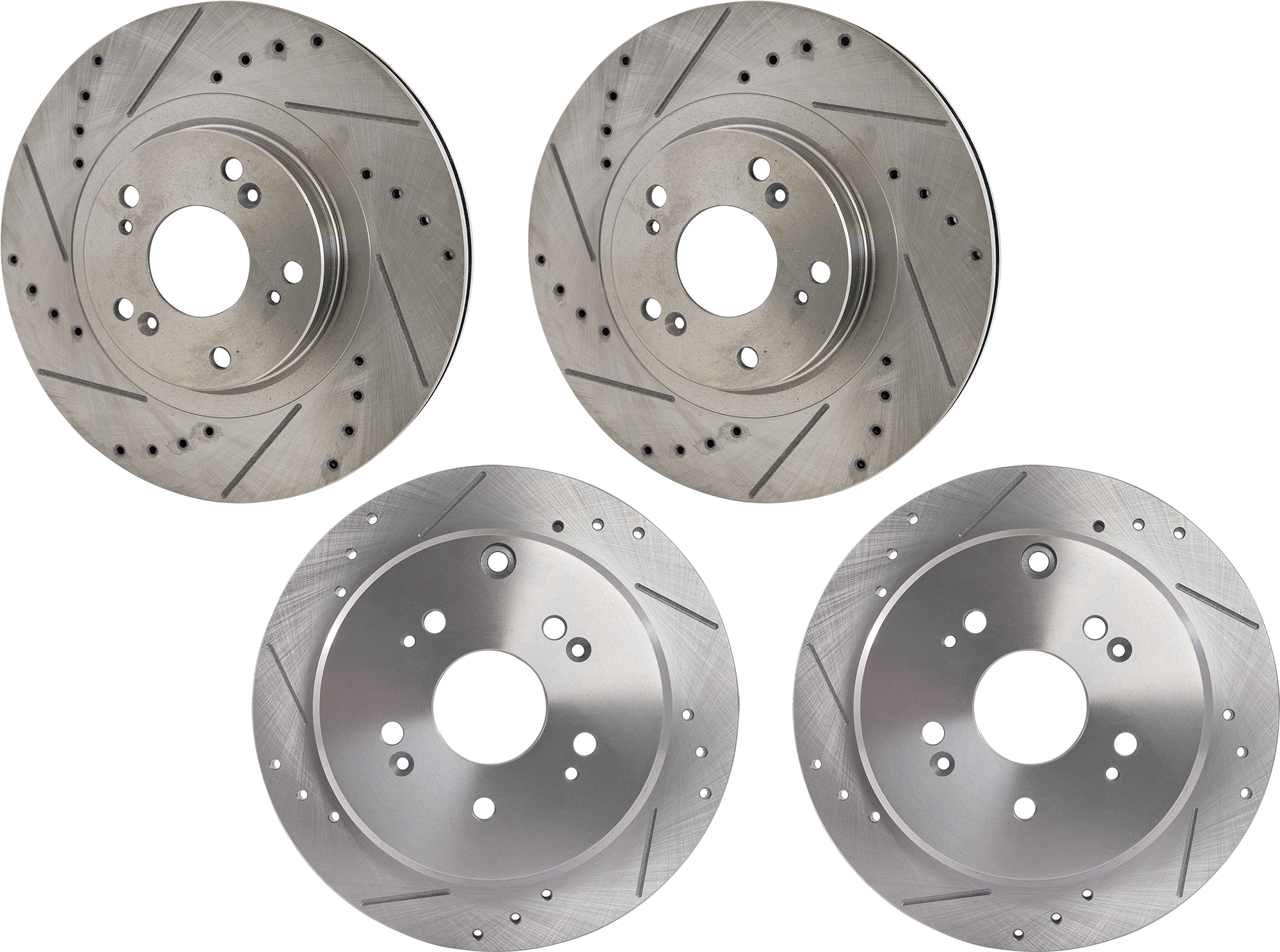 AM CR V 05-06 FRONT AND REAR BRAKE DISC RH AND LH 4 Wheel Set Cross drilled and Slotted SKU SETSTPA27110036DRS4B OEM 19373-31347-31381-145557-60059
