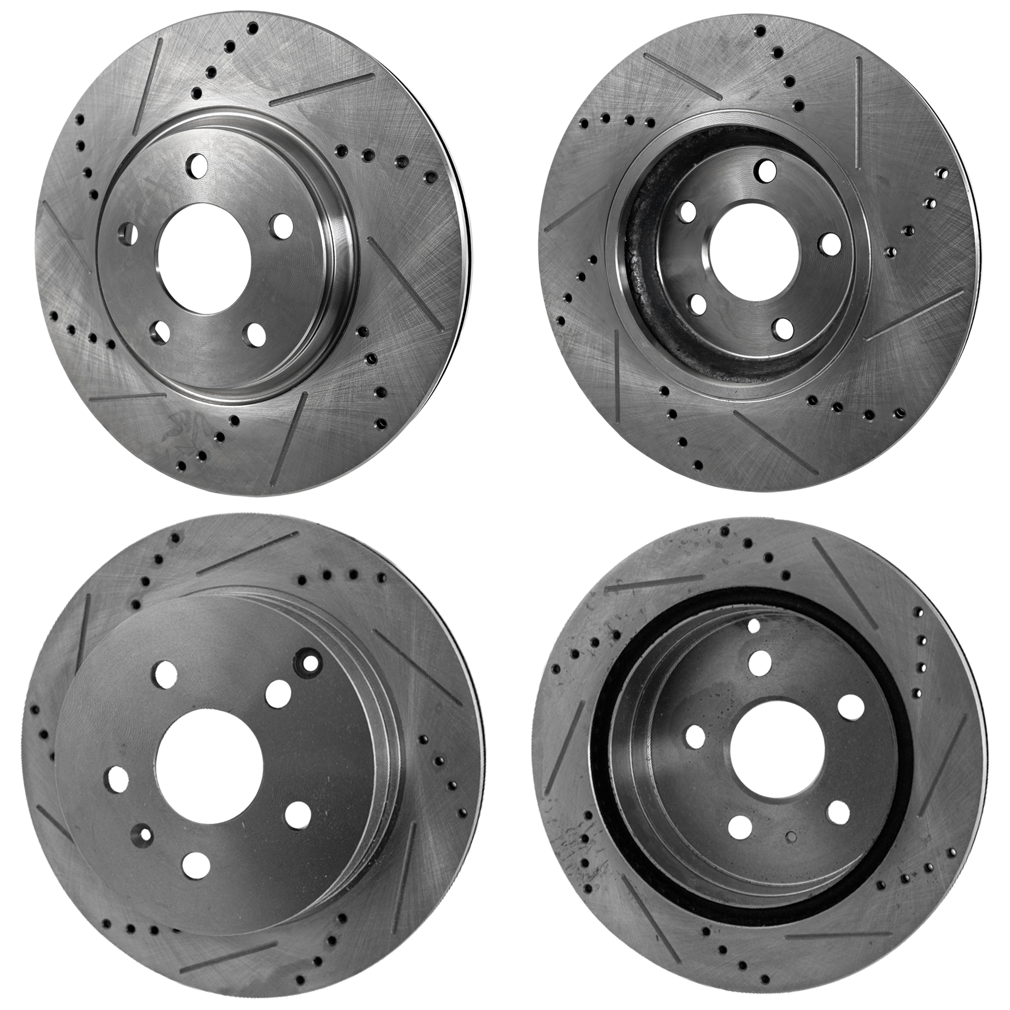 AM EQUINOX 10-17 TERRAIN 10-17 FRONT AND REAR BRAKE DISC RH AND LH 4 Wheel Set Cross drilled and Slotted Vented 5 Lugs SKU SETSTPC27110027DRS4A OEM 41260-55174-493112-850160-8862